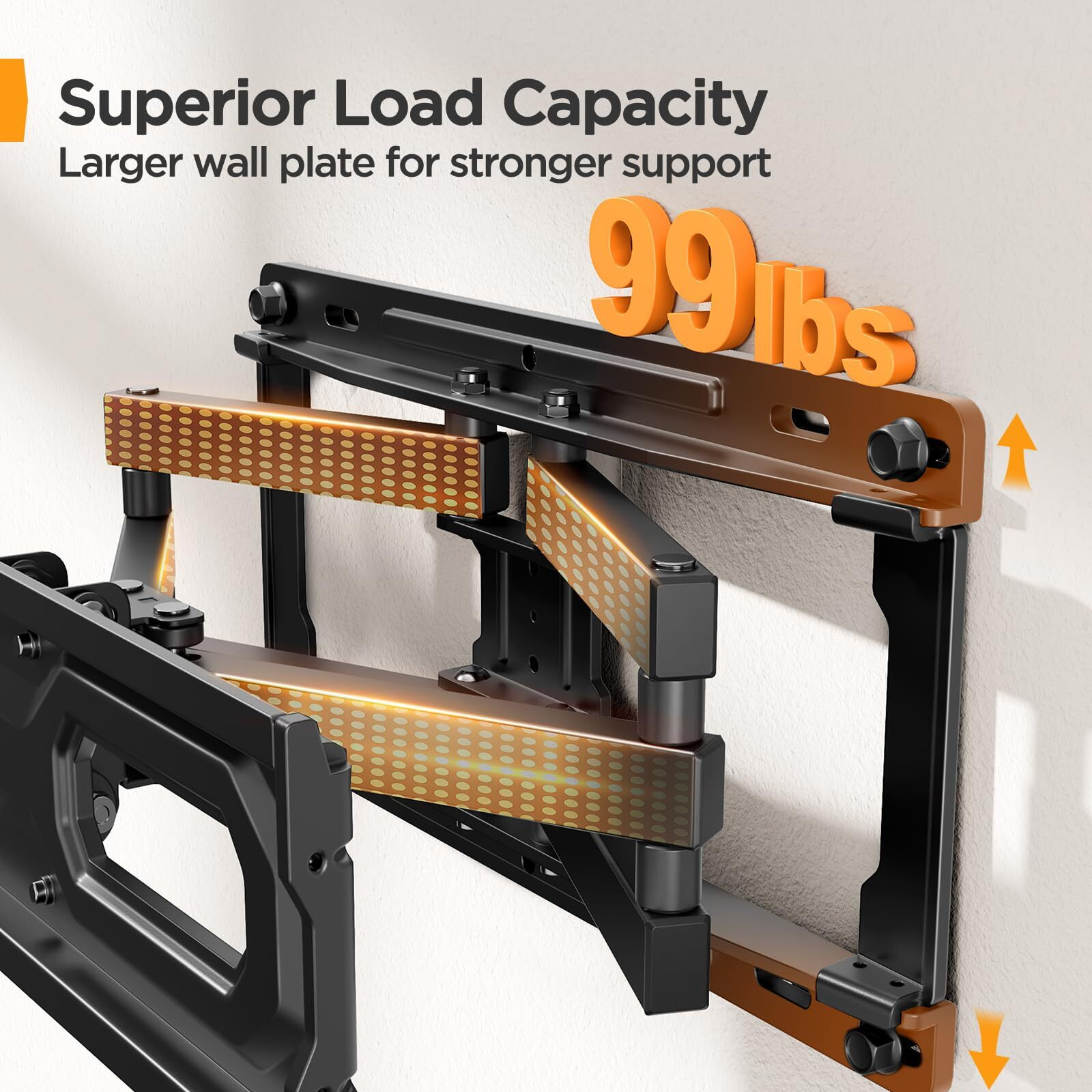 Perlegear Full Motion Tv Wall Mount For 26-65 Inch Tvs  Tv Bracket Supports Swivel Articulating Level Extension Tilt Arms  Max Vesa 400X400Mm Up To 99Lbs  16 "" Wood Studs  Pgmfk4