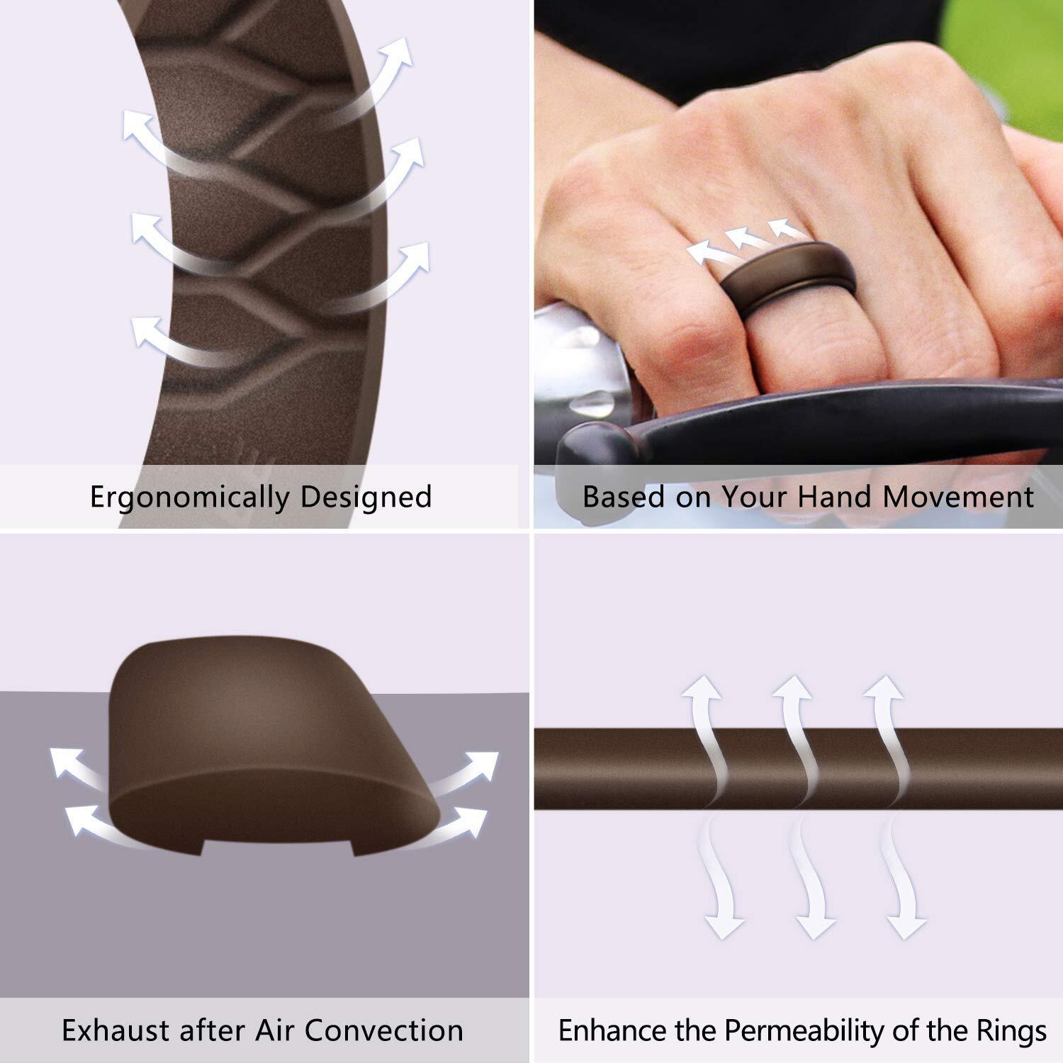 Forthee Silicone Wedding Ring For Men  Breathable Airflow Inner Curve  Mens' Rubber Wedding Engagement Bands For Crossfit Workout  Size 10