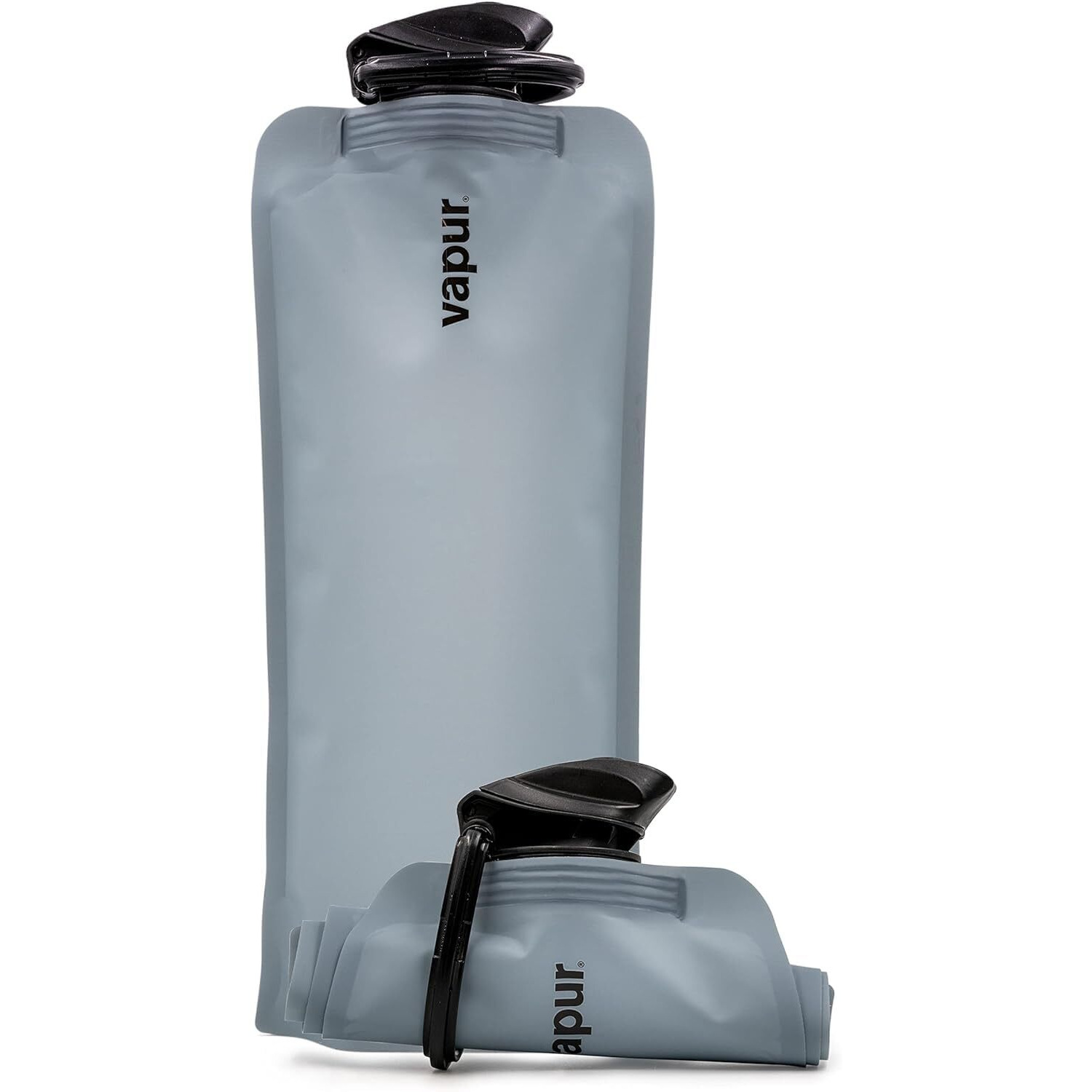 Vapur Flexible  Collapsible Wide Mouth Anti-Bottle With Detachable Carabiner  34 Ounce  Graphite Grey  Pack Of 1