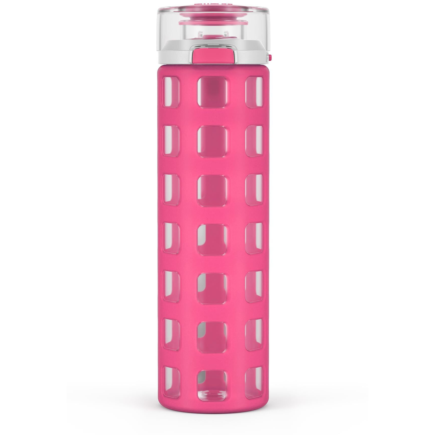 Ello Syndicate 20Oz Reusable Glass Water Bottle With One-Touch Leak Proof Flip Lid And Protective Non-Slip Silicone Sleeve And Carry Loop For Coffee  Tea And Water  Bpa-Free  Dishwasher Safe  Pink