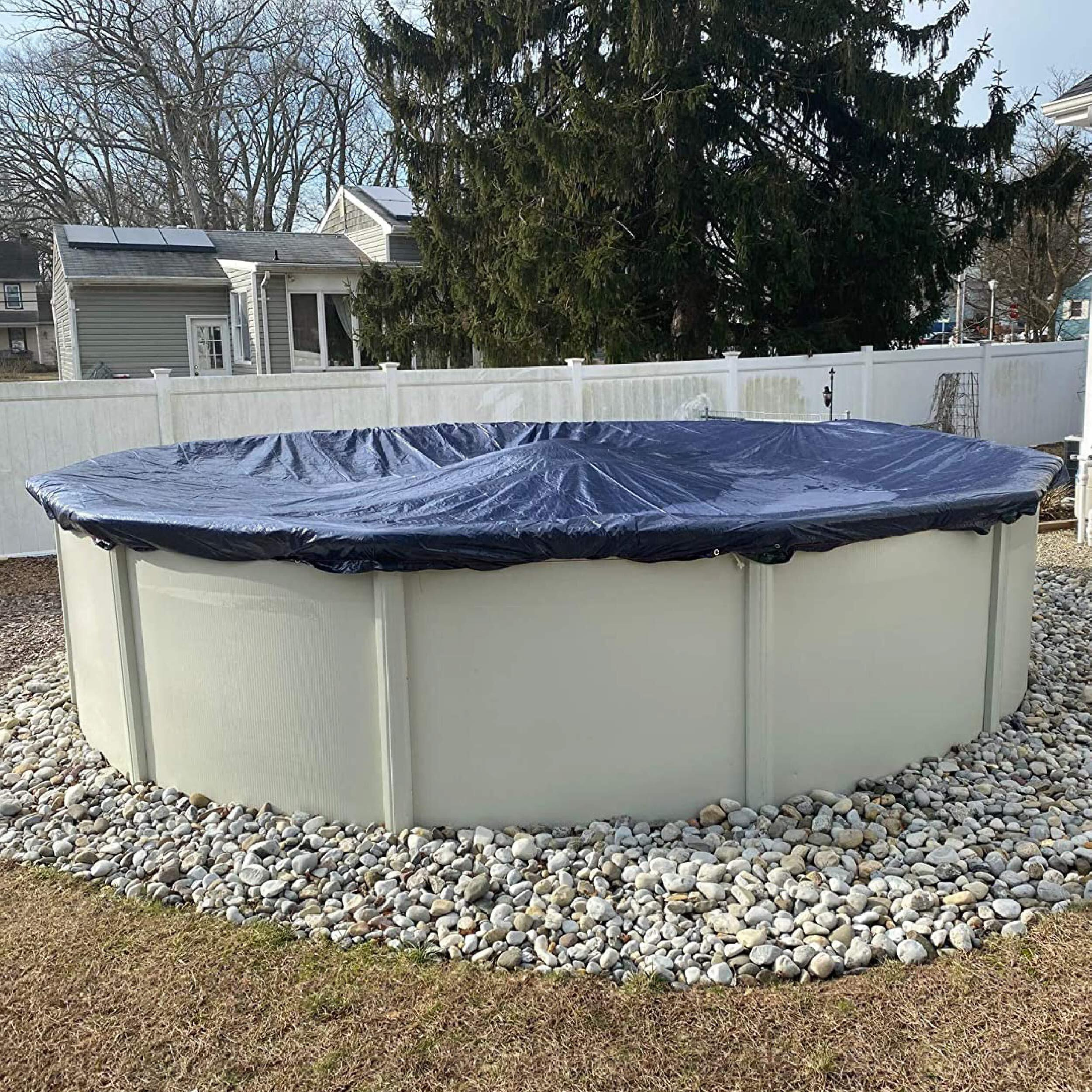 Winter Block Wc21R Aboveground Pool Winter Cover 21 Ft. Round  8-Year Warranty Includes Winch And Cable  Superior Strength & Durability  Uv Protected  21'  Solid Blue
