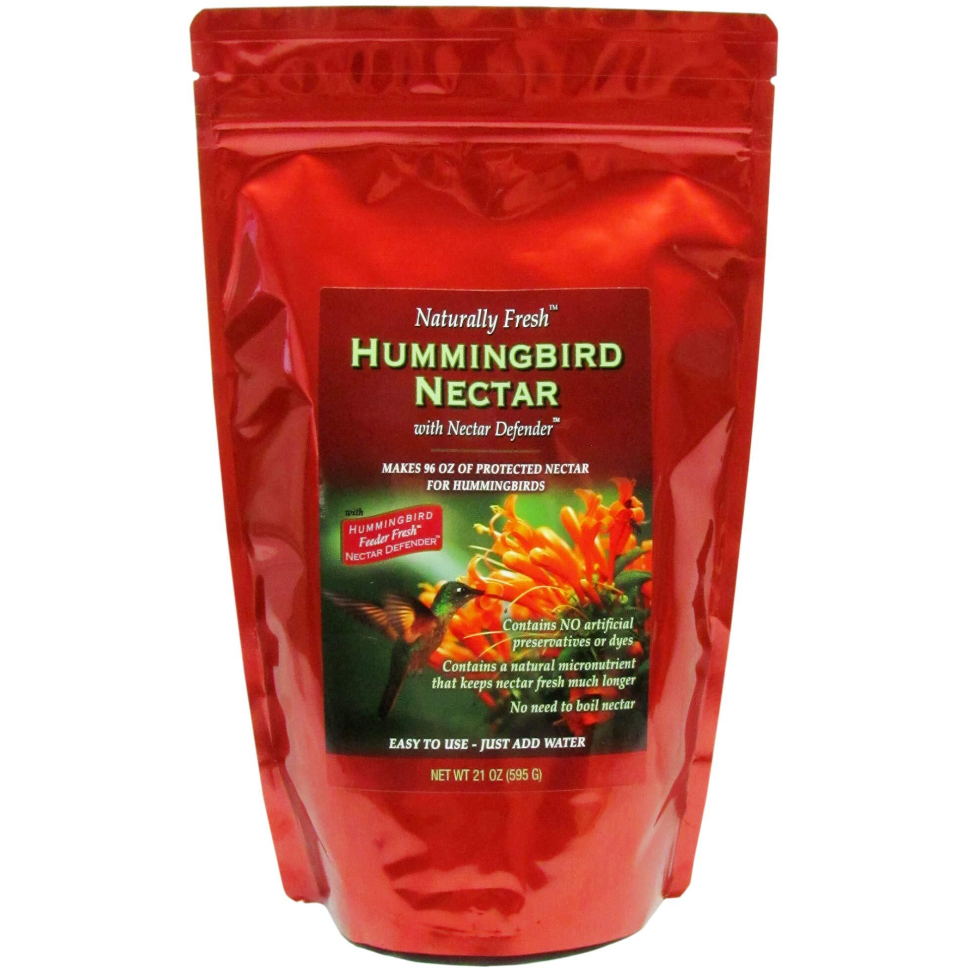 Sapphire Labs Naturally Fresh Hummingbird Nectar With Nectar Defender Lasts Longer In Hummingbird Feeders | Easy To Use Powder | Makes 96 Oz Of Clear Hummingbird Nectar