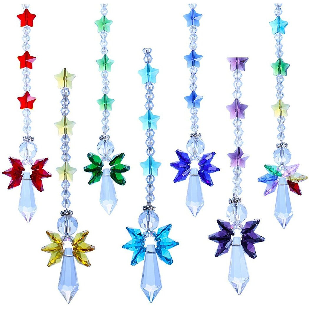 Crystalsuncatcher Crystal Glass Guardian Angel Rainbow Maker Collection Suncather Set Of 7