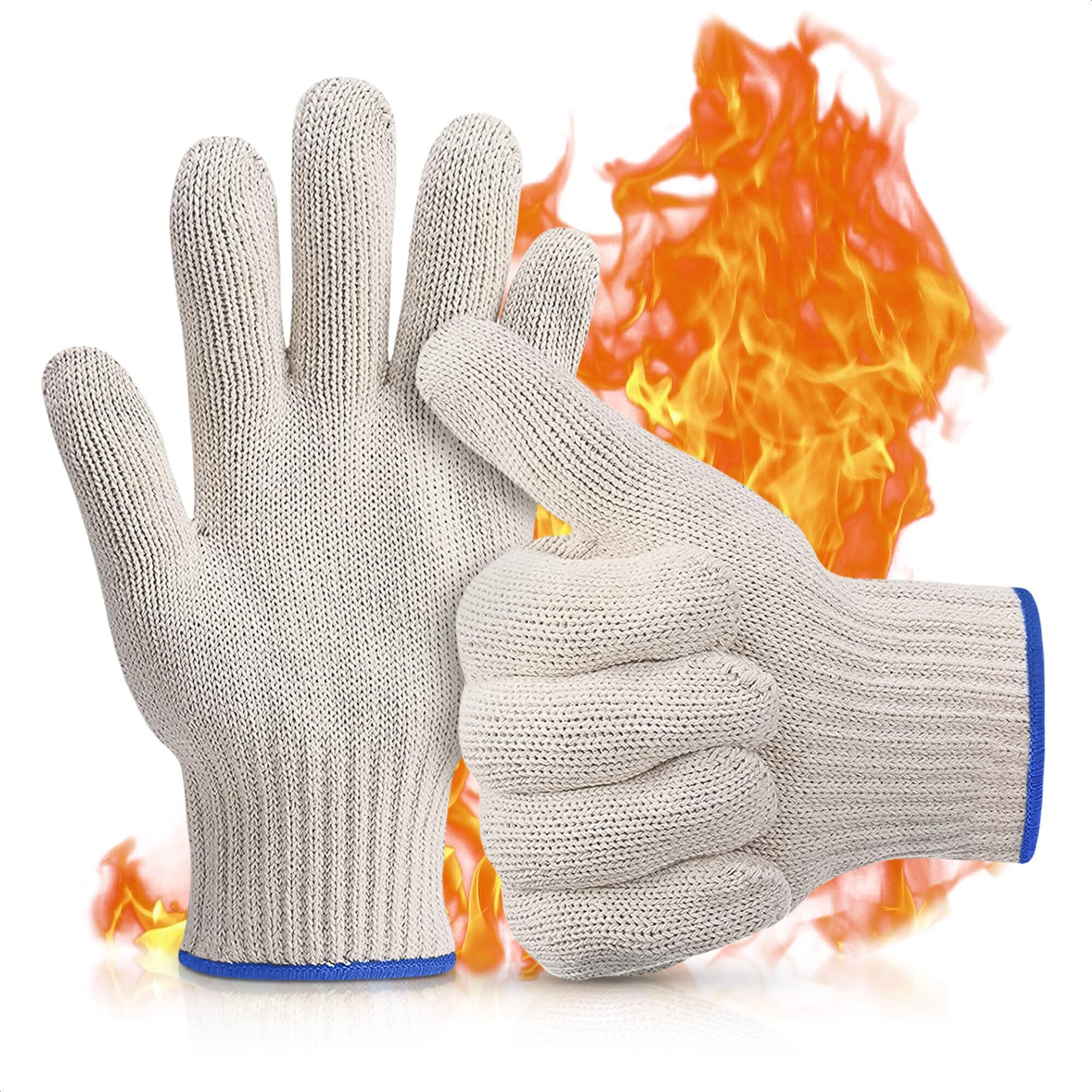 Heat Resistant Cooking Gloves - Kitchen Gloves 480 Degree Heat Resistant Oven Gloves For Handling Hot Food Cooking Baking Oven Gloves - Camping Cooking Pot Indoor Outdoor Smoker Grill