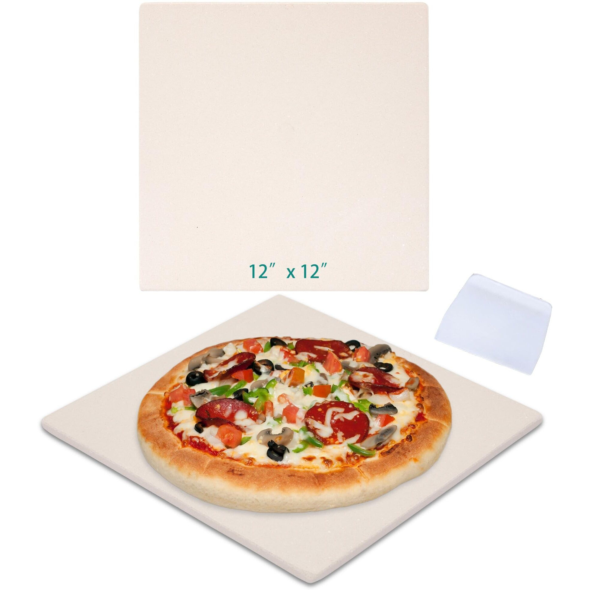 Waykea 12"" X 12"" Pizza Stone Square Baking Stone  Premium Cordierite Pizza Grilling Stone For Grill Oven Rv Oven  Bake Homemade Golden Crispy Crust Pizza