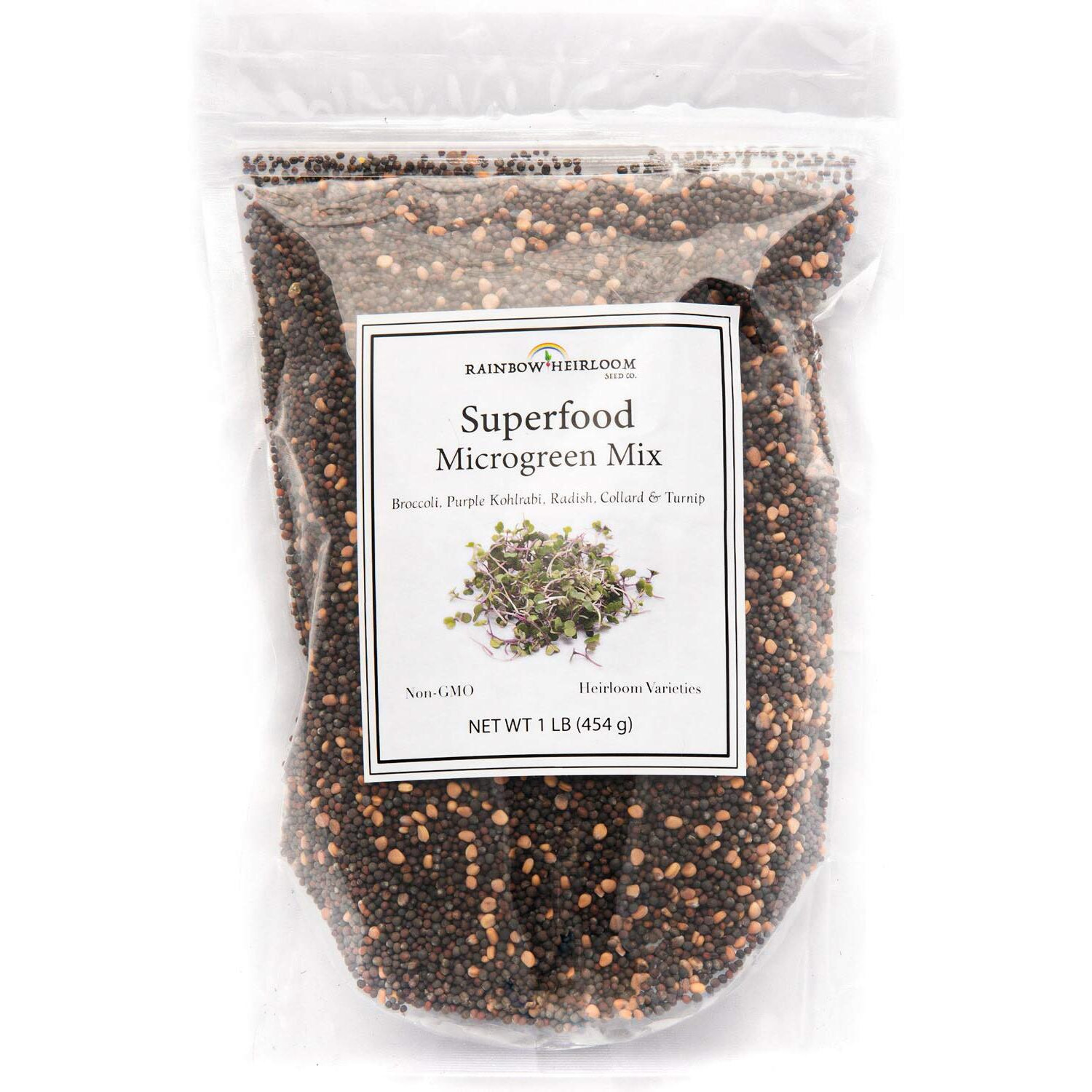 Superfood Microgreen Seeds Mix  For Microgreens Growing Trays  1 Lb  Heirloom Non Gmo Purple Kohlrabi  Collard  Radish  Turnip & Broccoli Sprouts Seeds  Rainbow Heirloom Seed Co.