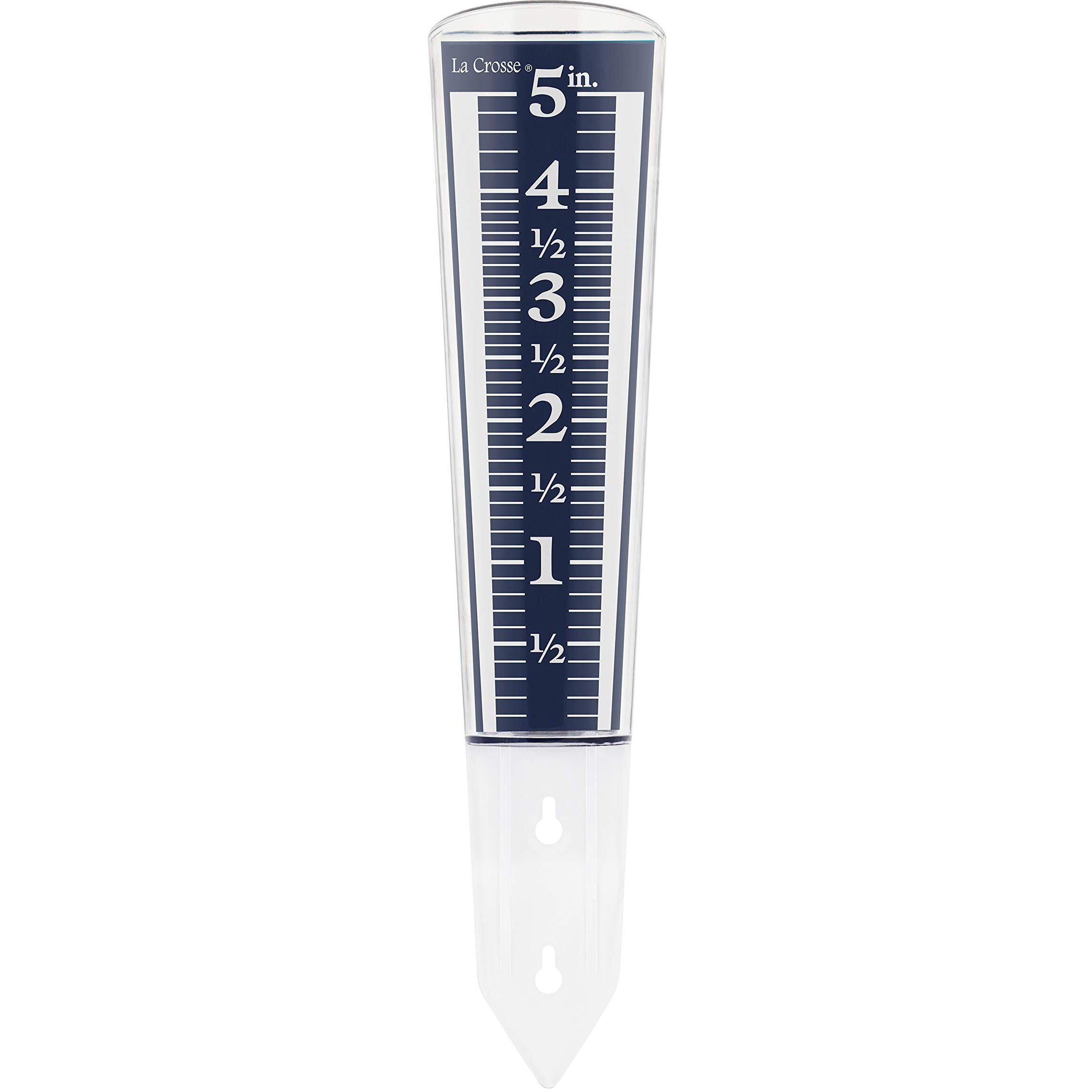 La Crosse 704-1531 Large Magnifying Easy Read 5-Inch Capacity Acrylic Rain Gauge  Black-Blue