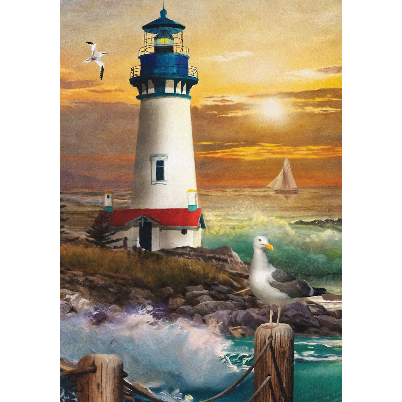 Sunset Lighthouse Summer Garden Flag Nautical 12.5"" X 18"" Briarwood Lane