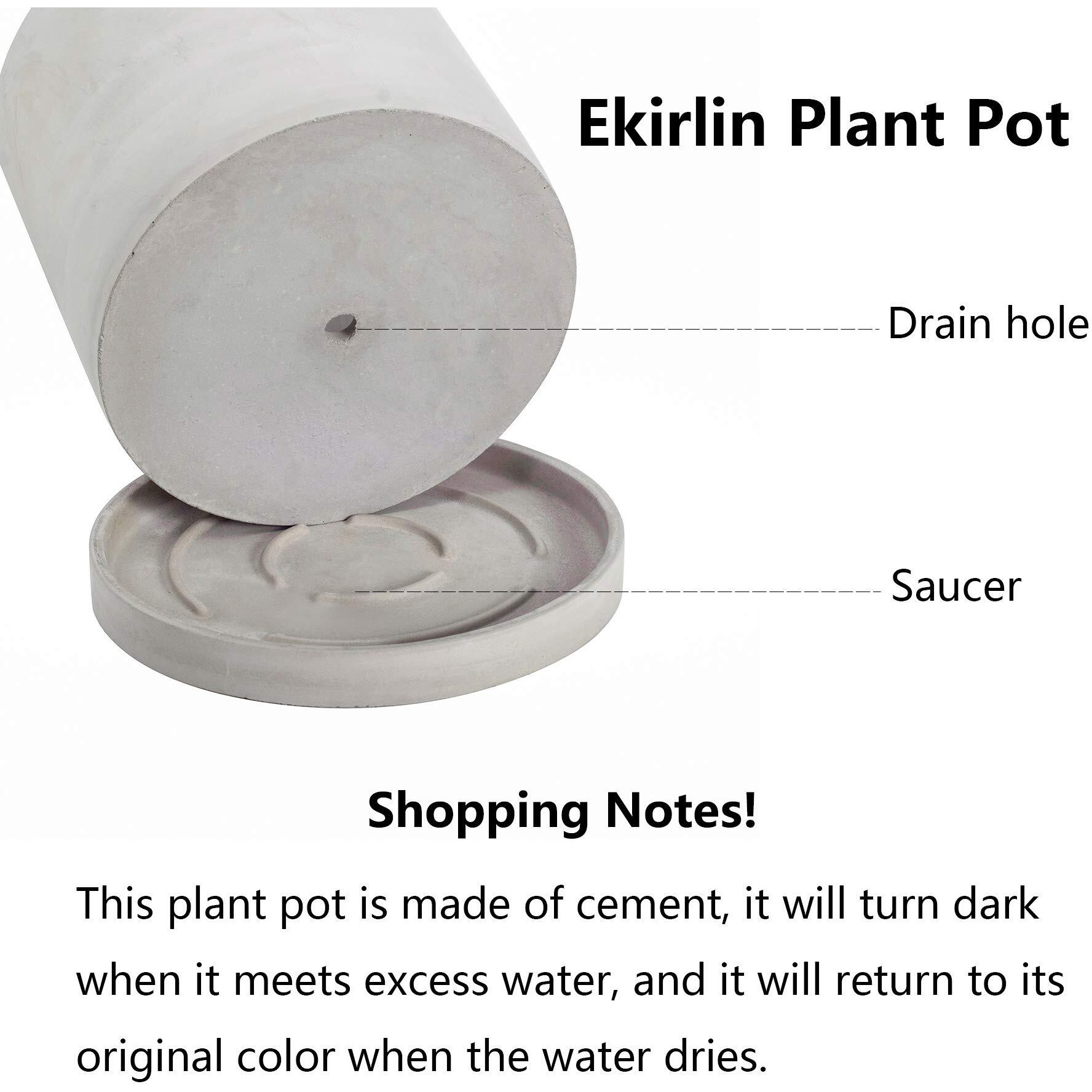 Ekirlin Flower Plant Pot Indoor 6 Inch Grey Cement Planter With Drain Hole Saucer