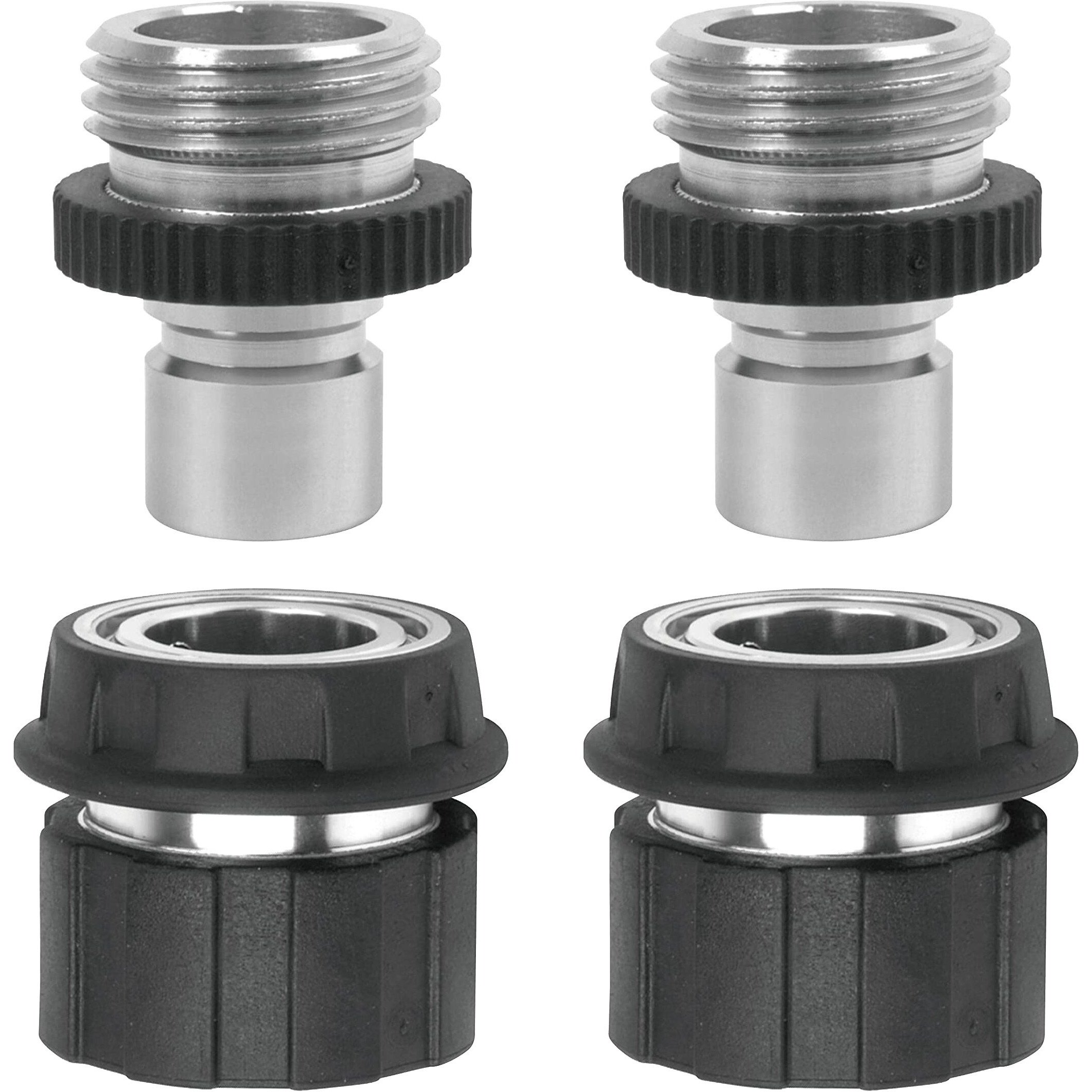 Eden 94269 Heavy Duty Metal Garden Hose Quick Connect With Water Stop Set  4 Pc