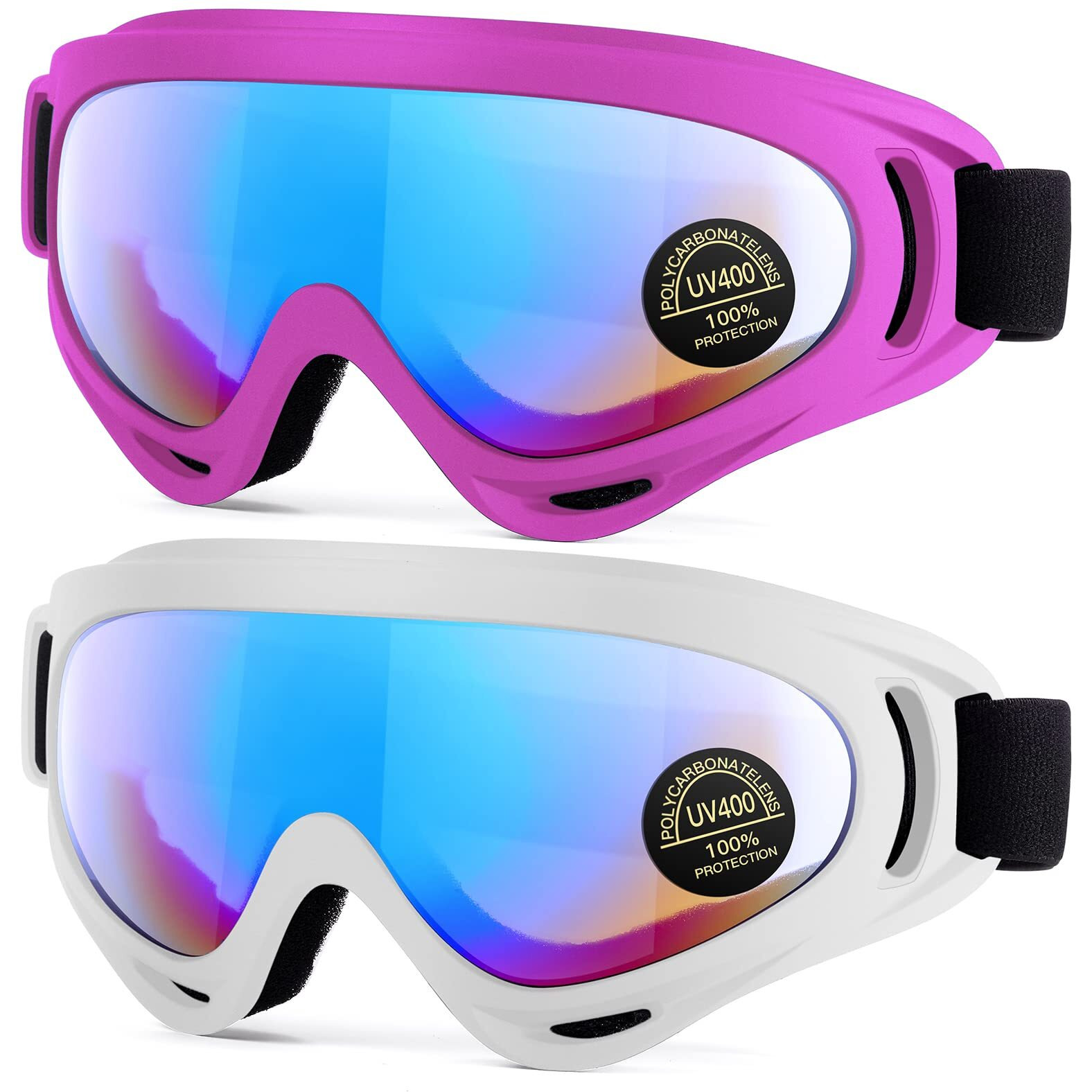 Mambaout 2-Pack Snow Ski Goggles  Snowboard Goggles For Men  Women  Youth  Kids  Boys Or Girls