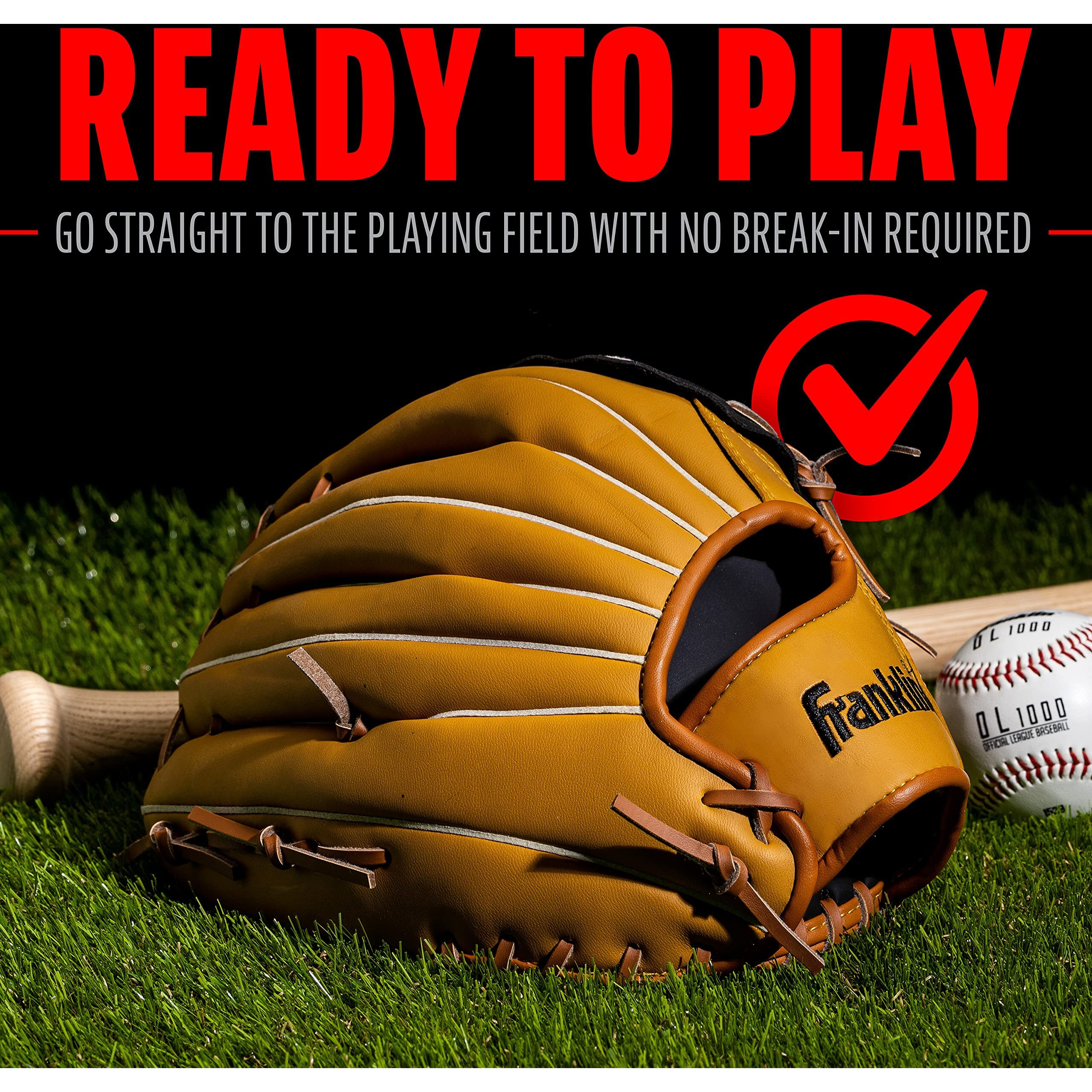 Franklin Sports Baseball And Softball Glove - Field Master - Baseball And Softball Mitt   12.5"" - Basket Web   Tan