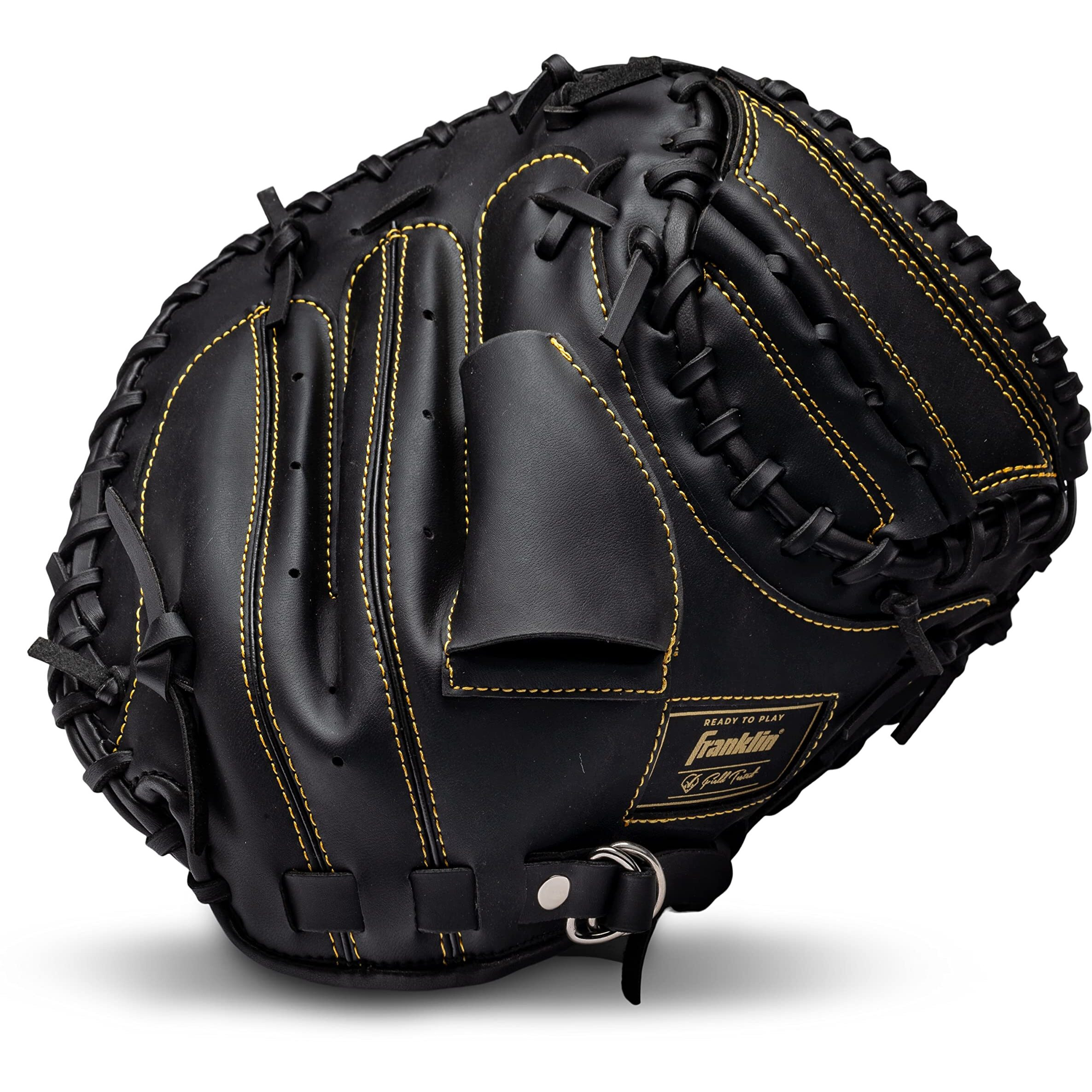 Franklin Sports Baseball And Softball Glove - Field Master - Baseball And Softball Mitt  Black/Gold  31.5""