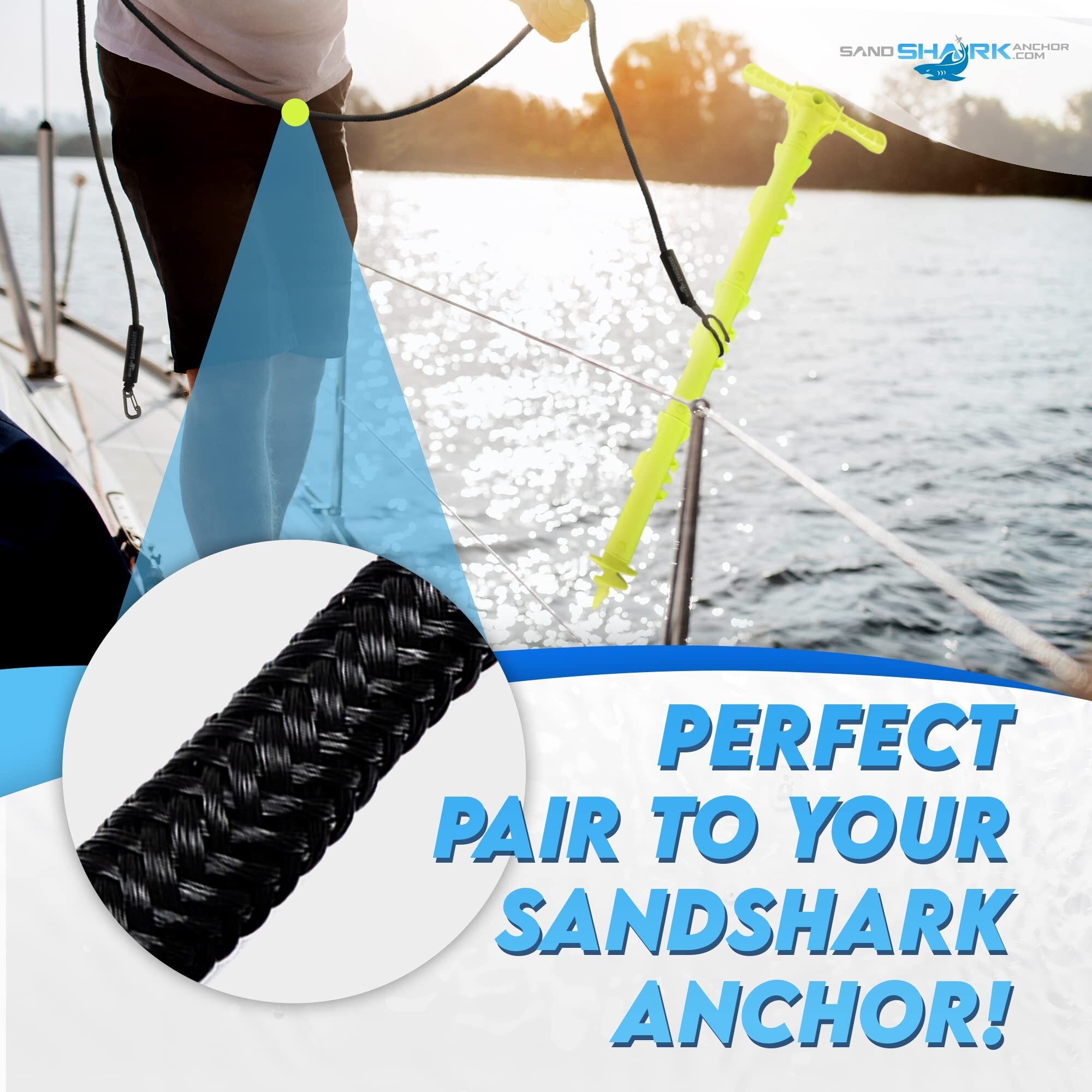 Sandshark 7-14Ft Premium Anchor Bungee Dock Line. Boat Accessories Bungee Anchor Line Absorbs Shock To Anchors And Docks W/Stainless Steel Clip. Designed For Sandshark Anchor.