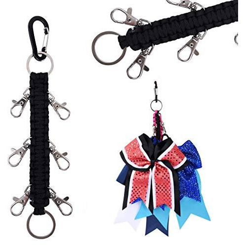 Deeka Paracord Handmade Cheer Bows Holder For Cheerleading Teen Girls High School College Sports - Black