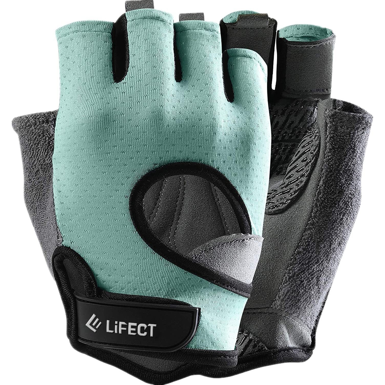 Lifect Freedom Workout Gloves  Knuckle Weight Lifting Shorty Fingerless Gloves With Curved Open Back  For Powerlifting  Gym  Women And Men (Aqua  Small)
