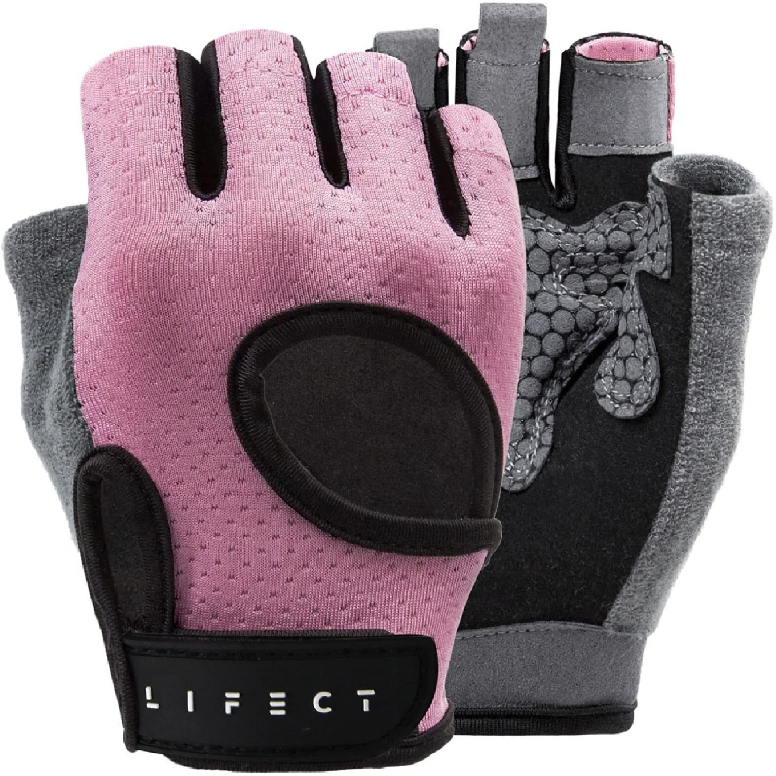 Lifect Essential Breathable Workout Gloves  Knuckle Weight Lifting Gloves With Curved Open Back  For Powerlifting  Gym  Crossfit  Women And Men (Pink  Small)