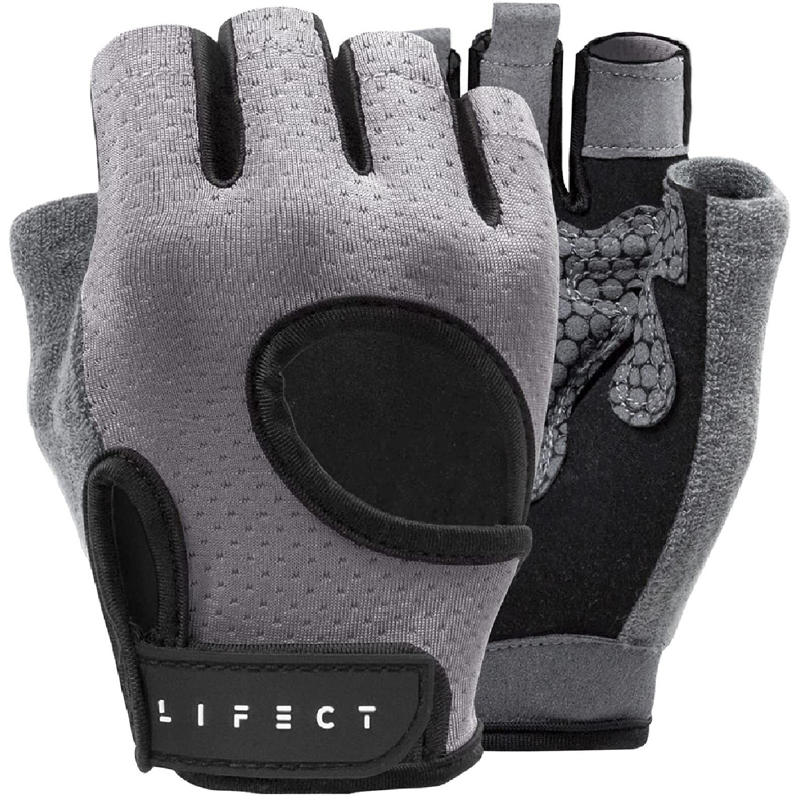 Lifect Essential Breathable Workout Gloves  Weight Lifting Fingerless Exercise Gloves With Curved Open Back  For Powerlifting  Gym  Women And Men (Grey  Small)