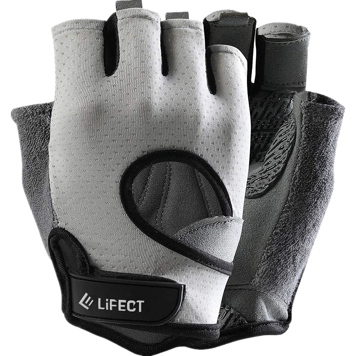 Lifect Freedom Workout Gloves  Knuckle Weight Lifting Shorty Fingerless Gloves With Curved Open Back  For Powerlifting  Gym  Women And Men (Grey  X-Small)