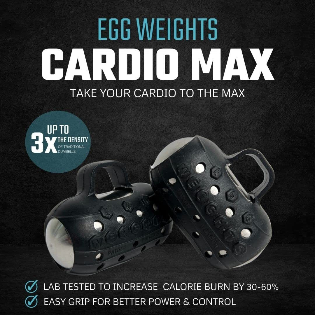 Handheld Weights Cardio Max 3.0 Lbs (2 Eggs  1.5 B Each) Stainless Steel Set (Black) + Free E-Book Workout Guide. Palm-Centered With Secure Grip Keep Your Natural Motion.