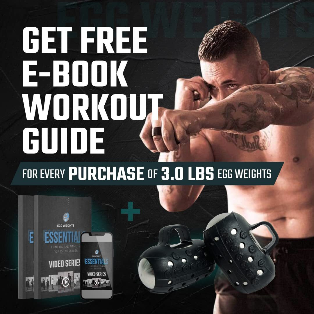 Handheld Weights Cardio Max 3.0 Lbs (2 Eggs  1.5 B Each) Stainless Steel Set (Black) + Free E-Book Workout Guide. Palm-Centered With Secure Grip Keep Your Natural Motion.