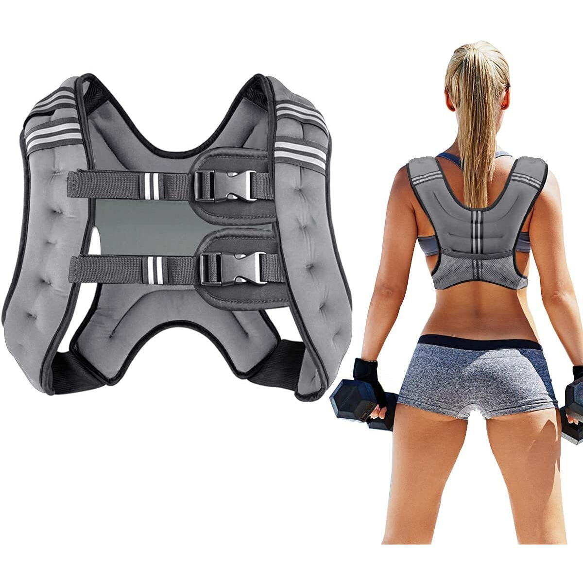Prodigen Running Weight Vest For Men Women Kids 12 Lbs  Body Weight Vests For Training Workout  Jogging  Cardio  Walking Elite Adjustable Weighted Vest Workout Equipment-Gray 12Lbs