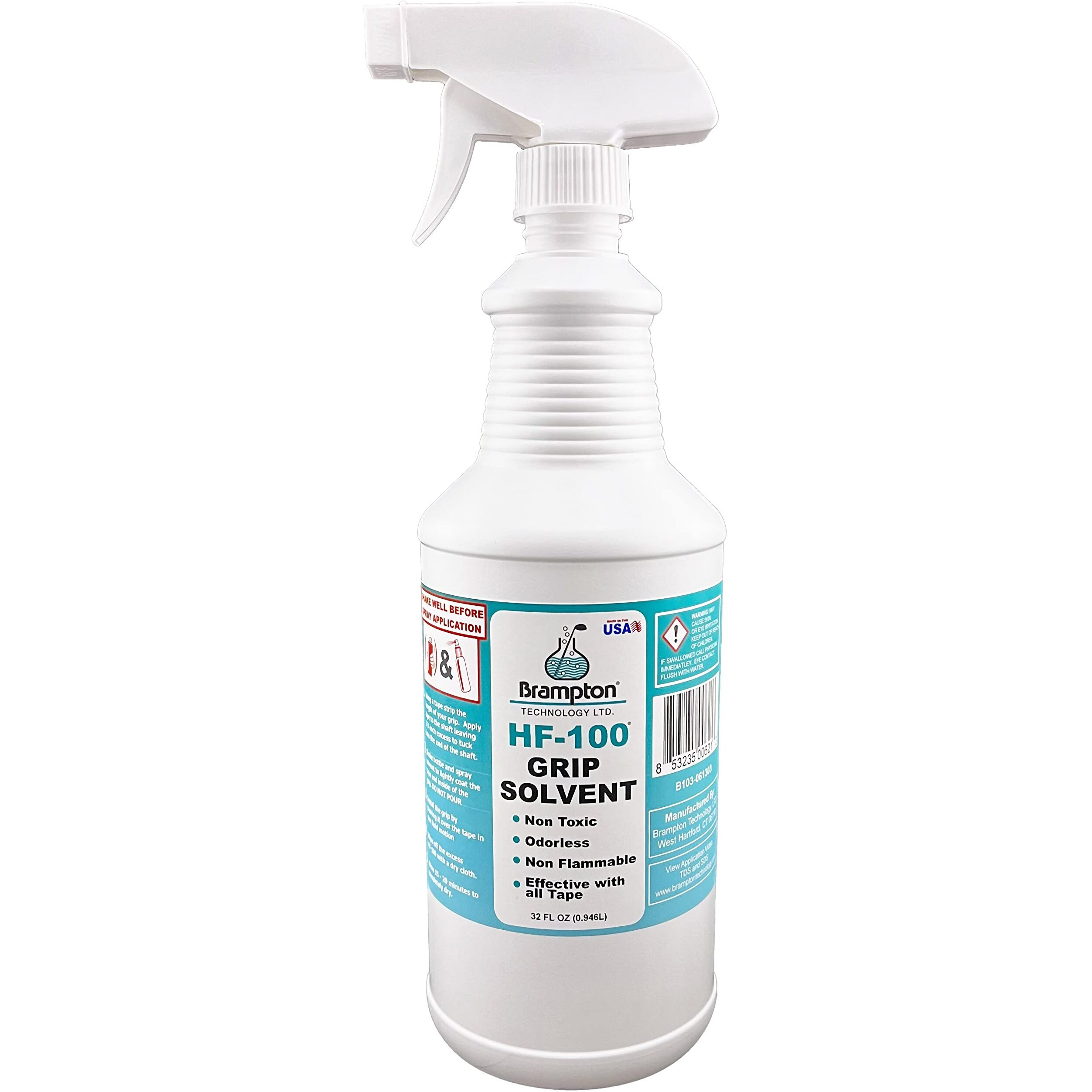 Brampton Hf-100 Premium Golf Grip Solvent For Regripping Golf Clubs And Golf Grip Repair - Shake And Spray Golf Grip Solution - Non-Toxic  Non-Flammable  And Odorless Golf Grip Solvent (32Oz)