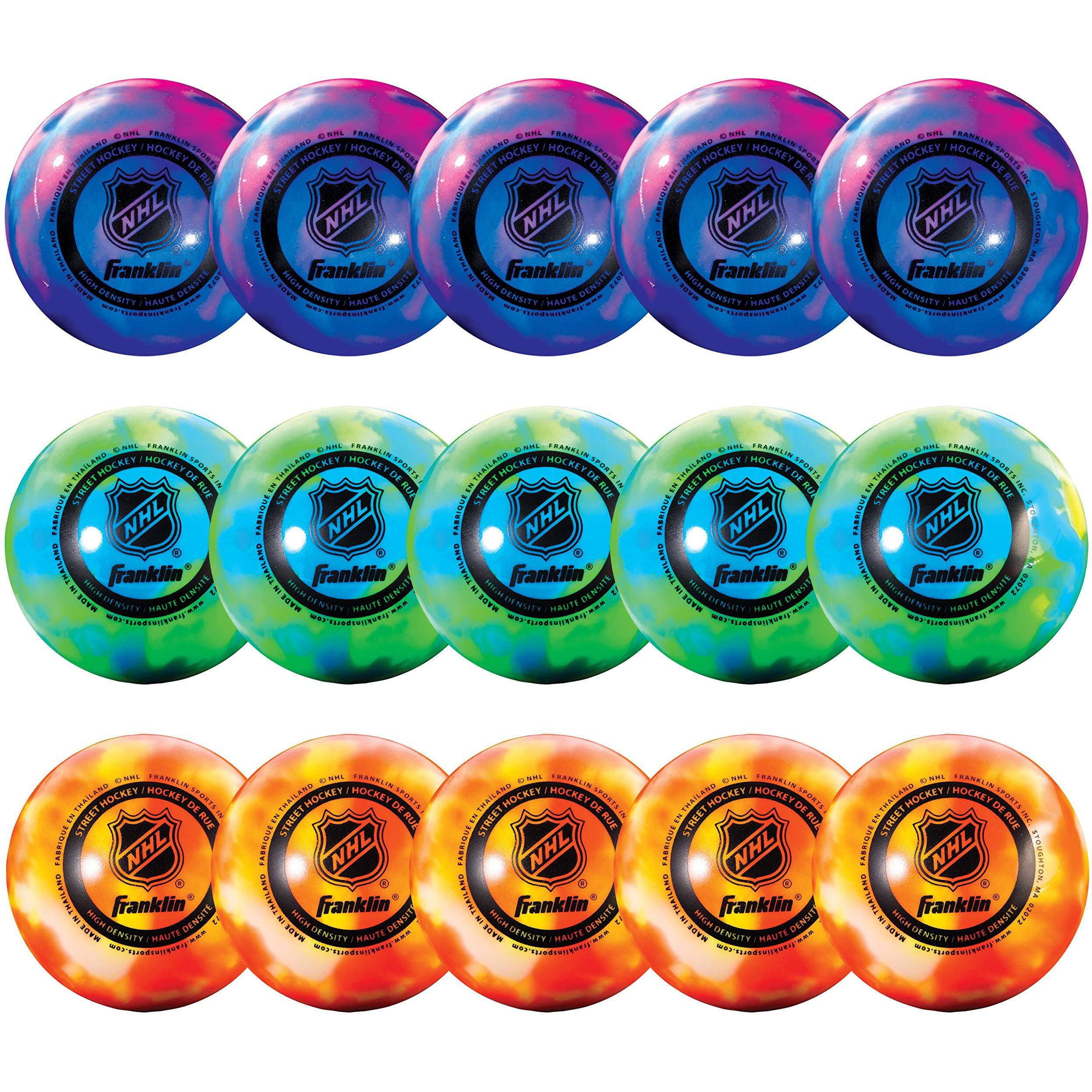 Franklin Sports Nhl Street Hockey Balls - No Bounce Outdoor Street + Roller Hockey Balls - Official Size - 15 Pack - Assorted Colors