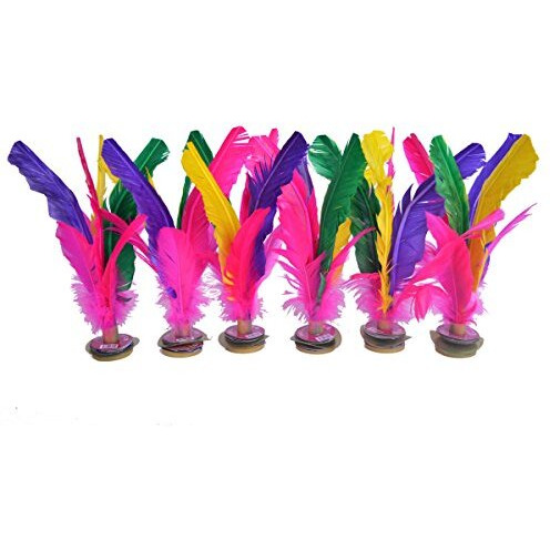Baitaihem 6 Pack Kick Shuttlecock Chinese Jianzi Colorful Feather Foot Sports Outdoor Toy Game
