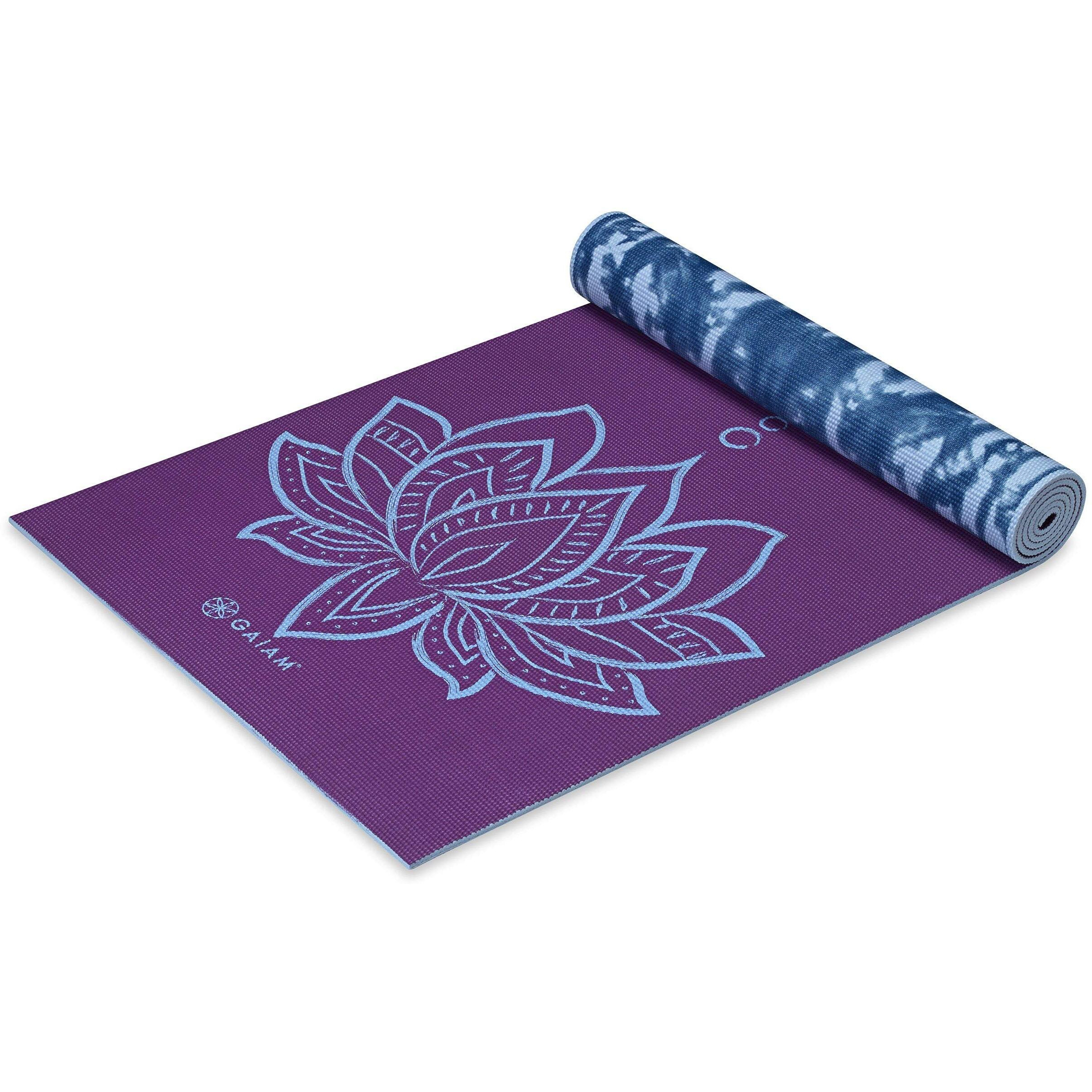 Gaiam Yoga Mat Premium Print Reversible Extra Thick Non Slip Exercise & Fitness Mat For All Types Of Yoga  Pilates & Floor Workouts  Purple Lotus  68"&quotL X 24"&quotW X 6Mm Thick