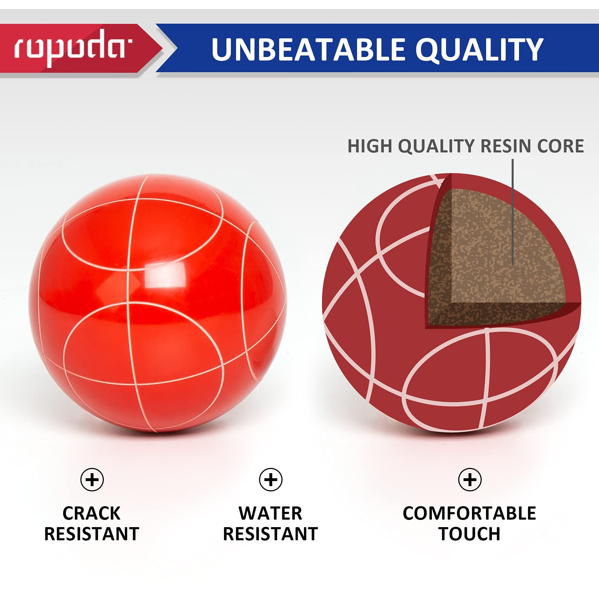 Ropoda 90Mm Bocce Ball Set With 8 Balls  Pallino  Case And Measuring Rope For Backyard  Lawn  Beach & More (4 To 8 Person Bocce Ball Set)