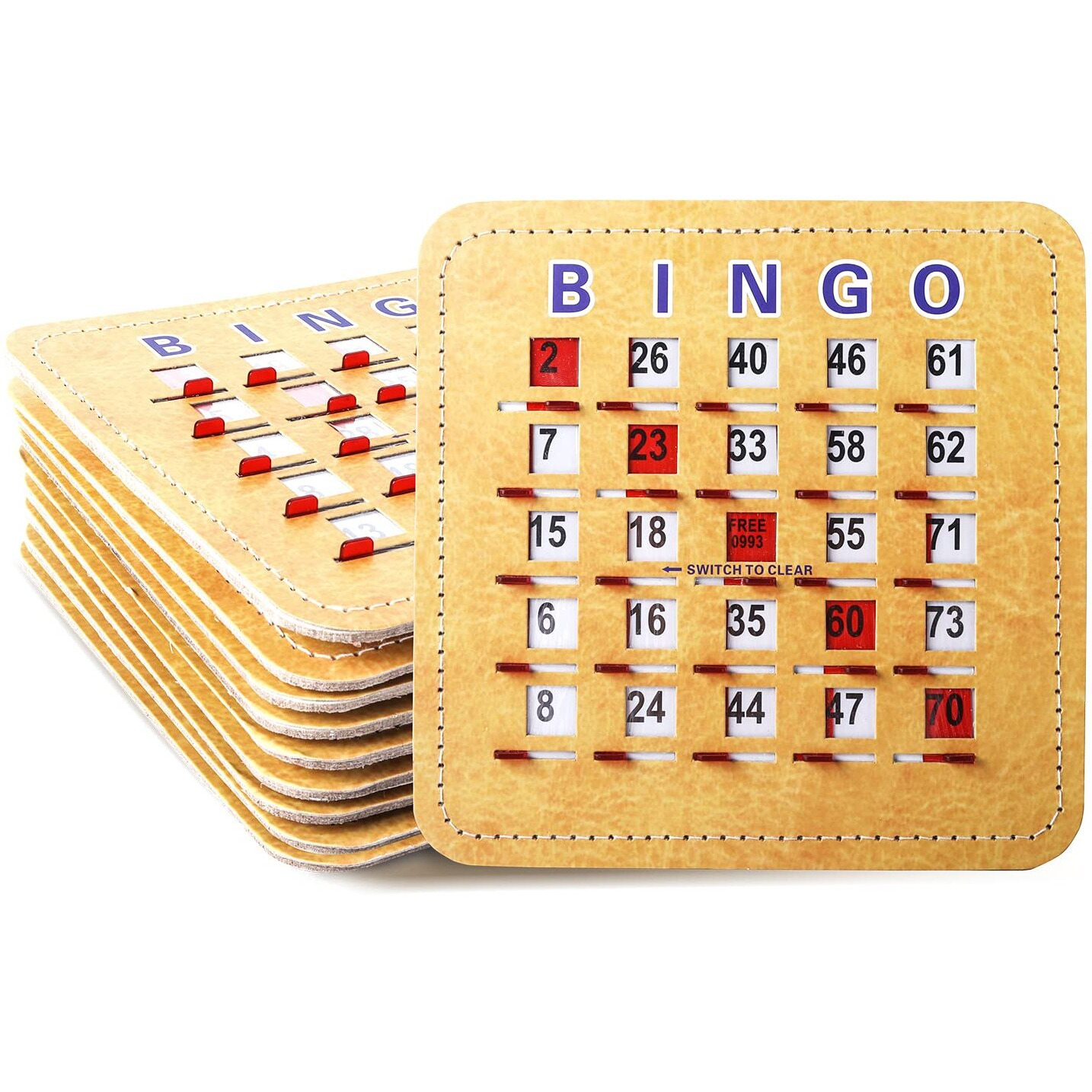 Gse 5Ply Stitched Shutter Bingo Cards  Finger-Tip Shutter Slide Bingo Cards  Easy-Read Large Print Bingo Cardboard With Sliding Windows (10-Pack)