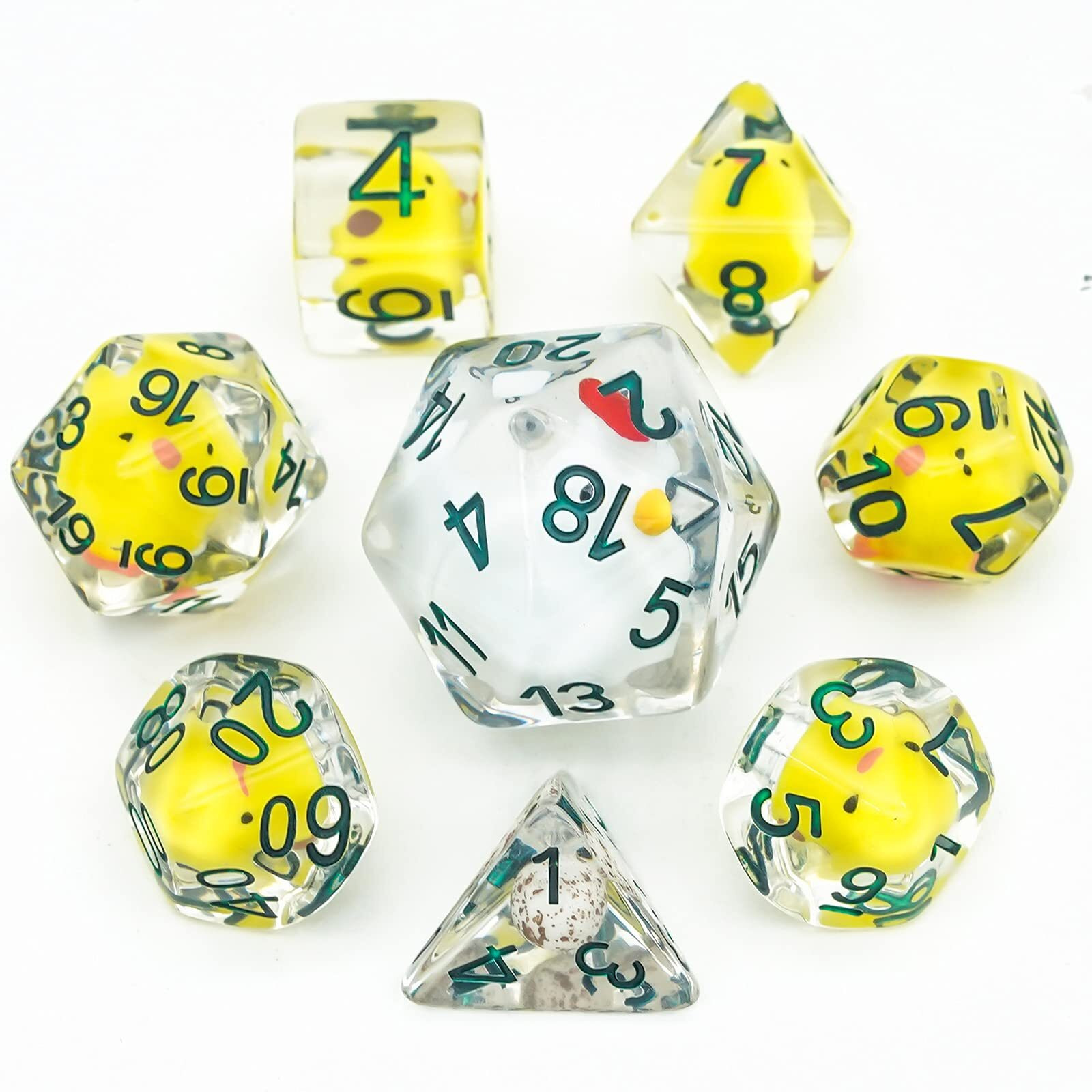 Cusdie 8-Die Dice Dnd  Polyhedral Dice Set Filled With Animal  For Role Playing Game Dungeons And Dragons D&D Dice Mtg Pathfinder (8Pcs Yellow Chicken)