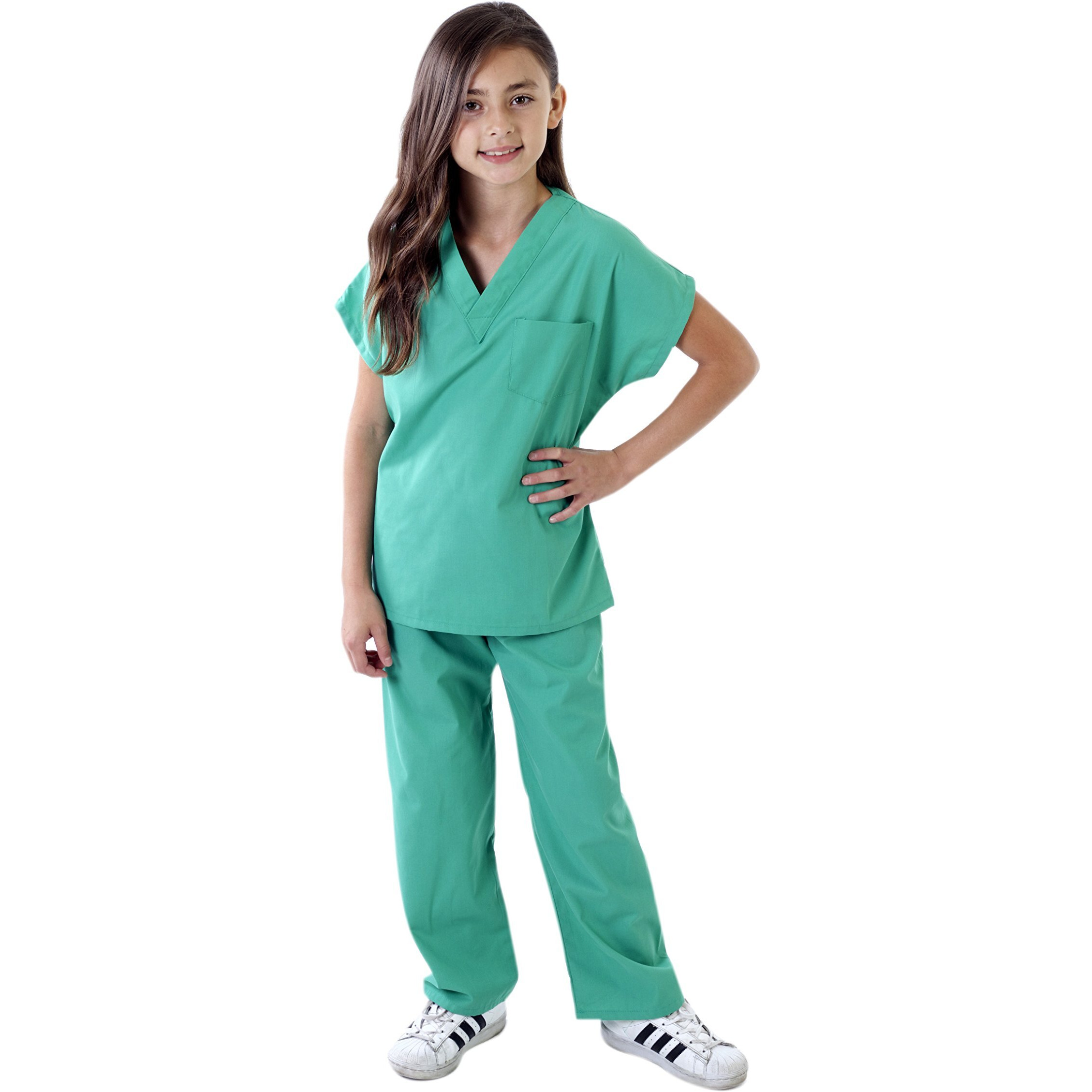Natural Uniforms Childrens Scrub Set-Soft Touch-Role Play Costume Set (Surgical Green  12/14)