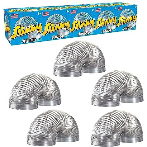 Slinky Jr. The Original Walking Spring Toy  5-Pack Small Metal Slinkys  Kids Toys For Ages 5 Up By Just Play