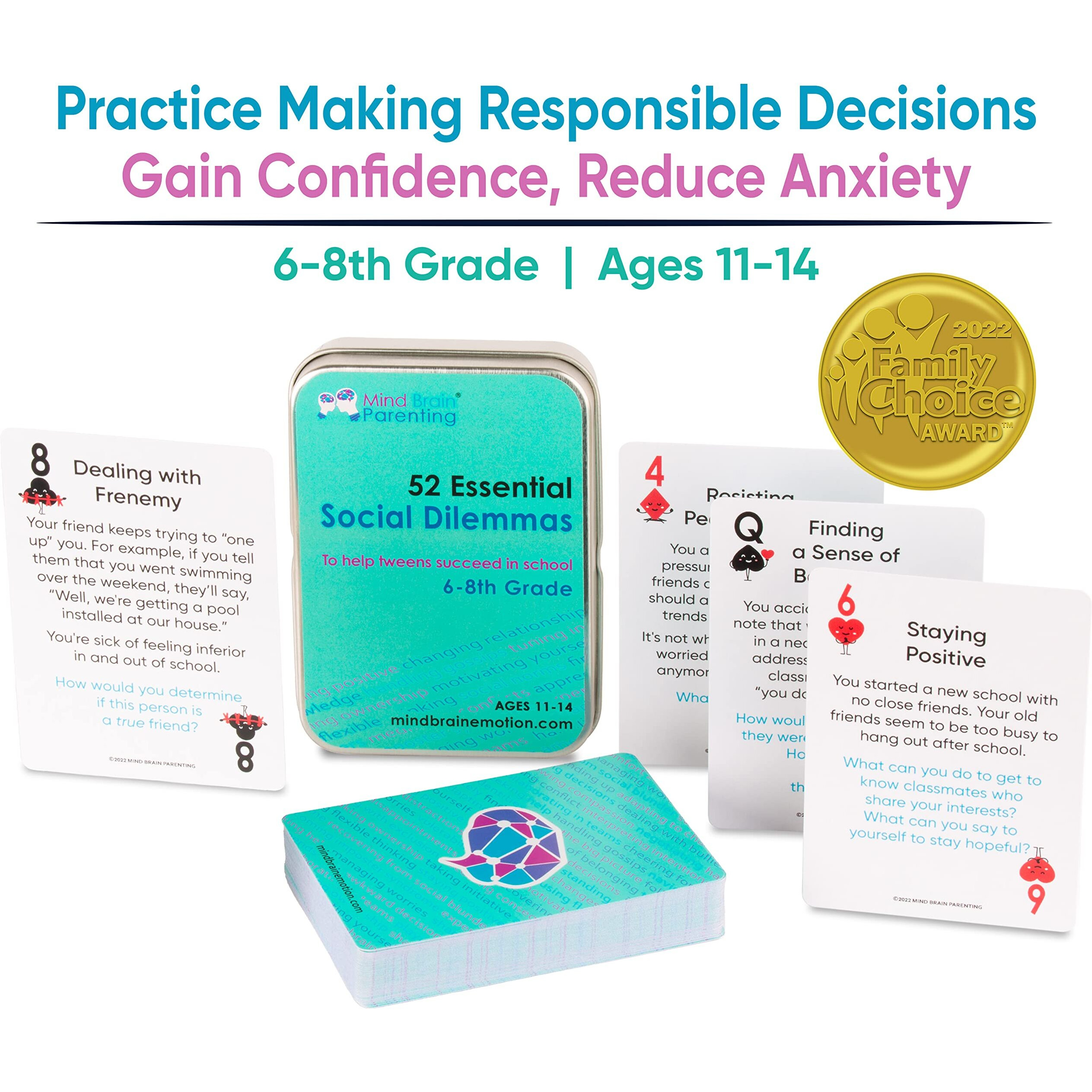 52 Essential Social Dilemmas Life Skills For Kids & Teens To Thrive In Middle School - Conversation Cards Created By Teachers & Counselors For Family  Classroom  Counseling  Therapy Game (6-8 Grade)