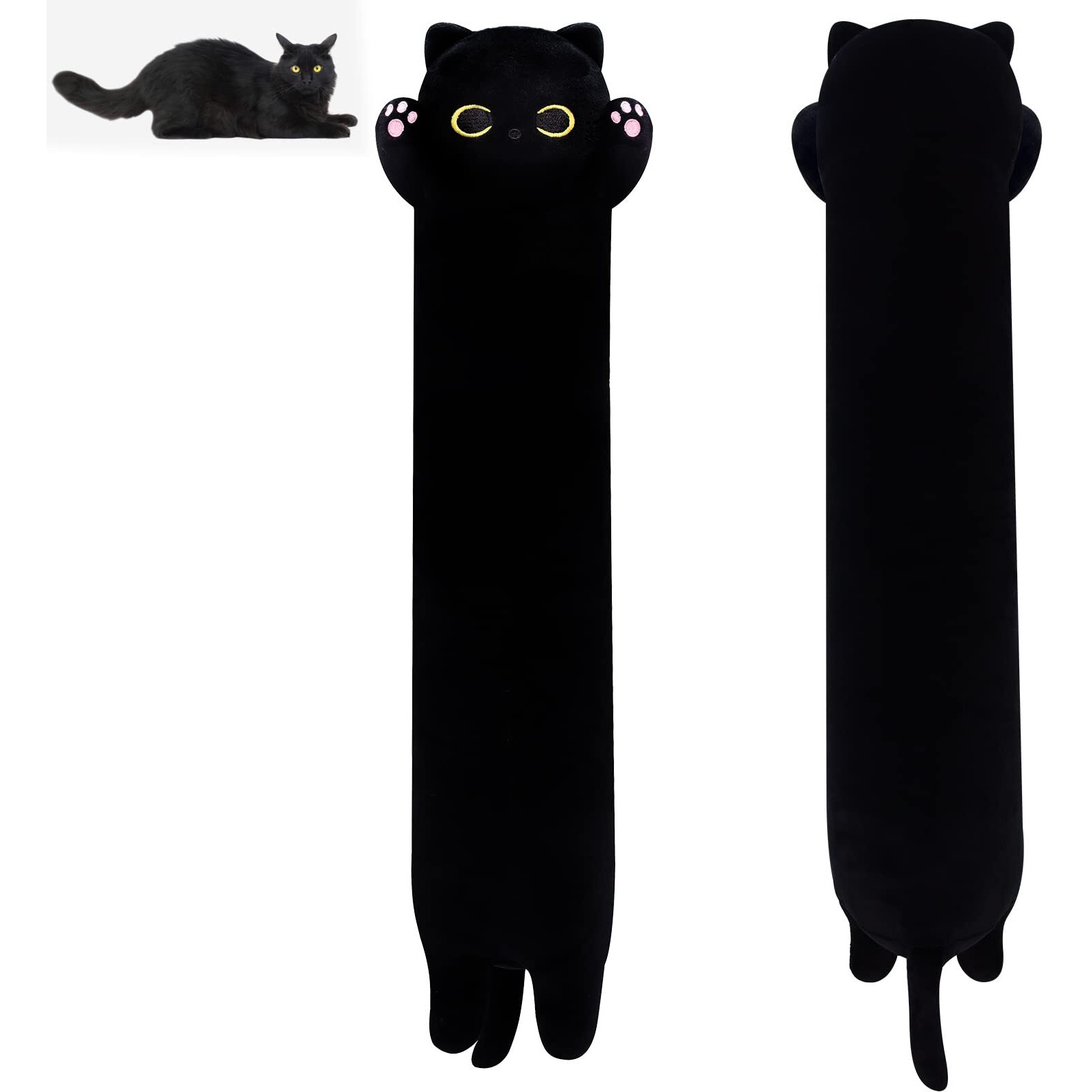 Mufeiruo Long Cat Plush Long Plush Body Toy  Cute Long Cat Stuffed Animals Soft Long Cat Plushie  Black Cat Plush Kawaii Cartoon Stuffed Cat Toys For Kids Birthday Christmas