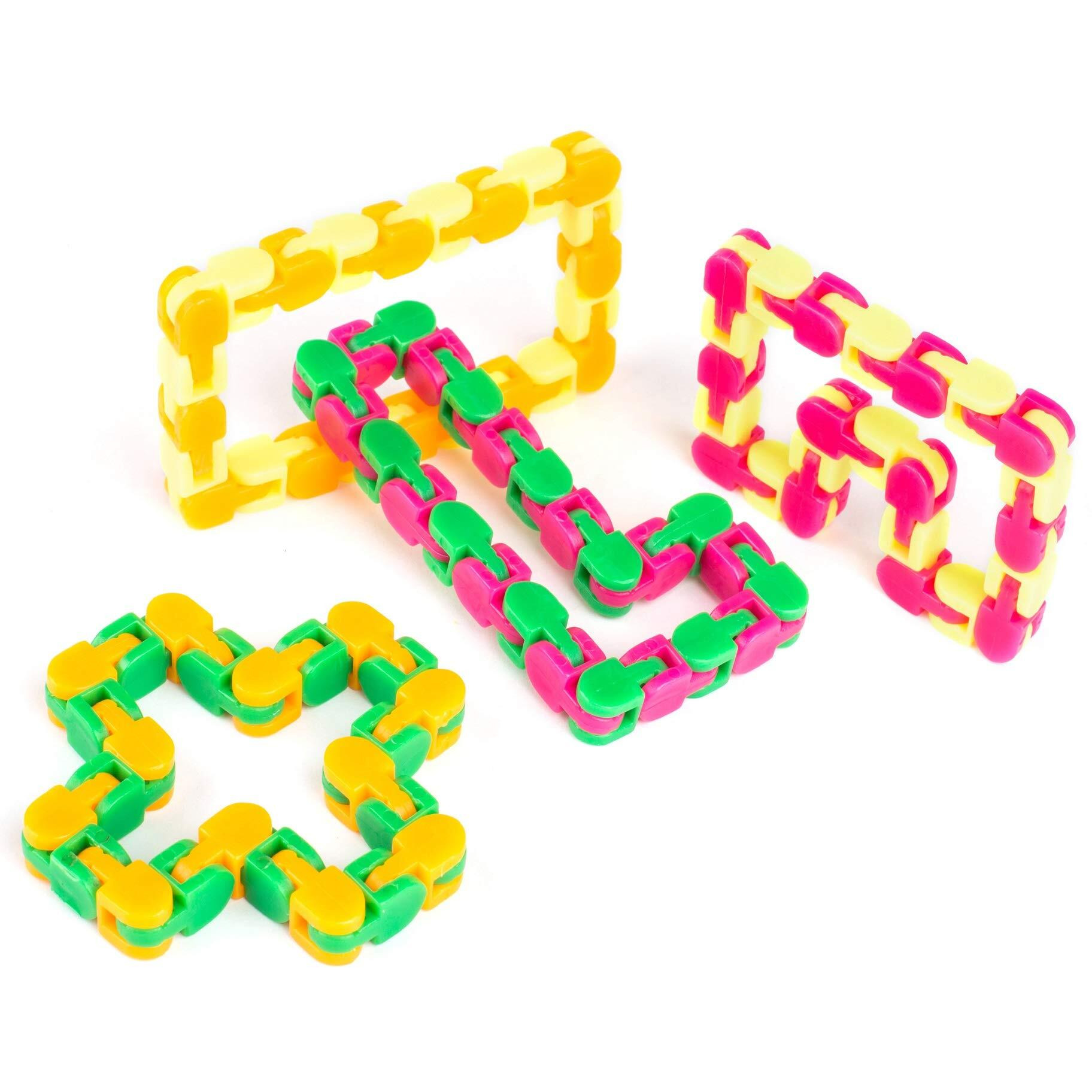 Neliblu Wacky Tracks Snap And Click Fidget Toys For Sensory Kids - Adhd  Autism  Stress Relief Therapy - Keeps Fingers Busy And Minds Focused - Snake Puzzles  Assorted Colors (Pack Of 4)