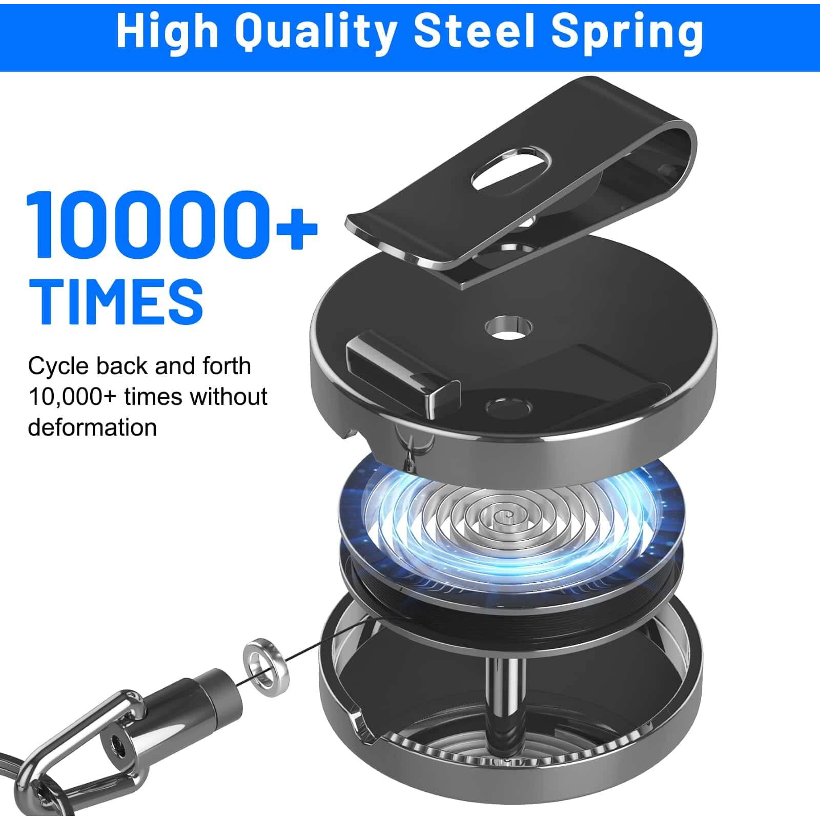 3 Pcs Heavy Duty Badge Reels Retractable Badge Holder  Selizo Metal Retractable Keychain Badge Reel Id Badge Holder Retractable With Belt Clip Key Ring For Key Name Card Holder