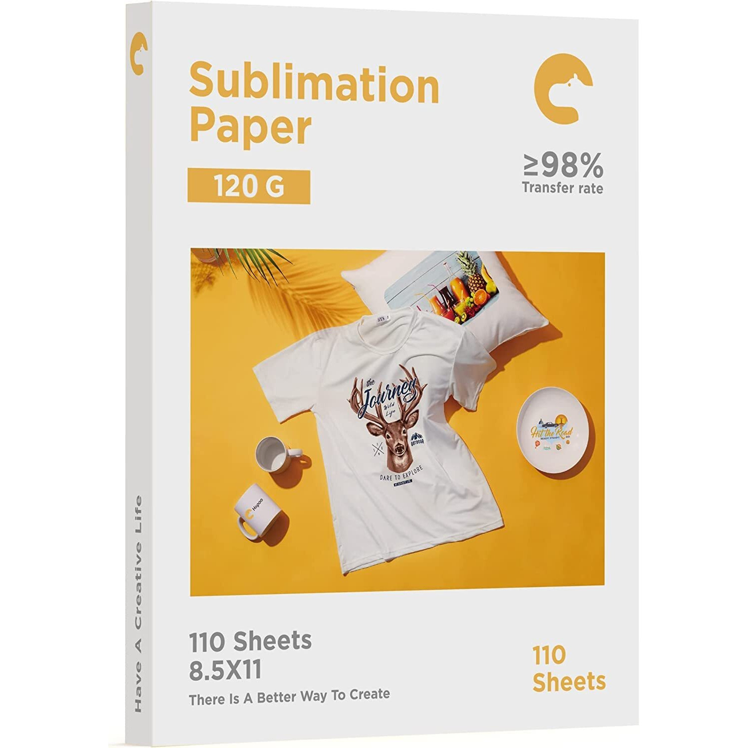 Hiipoo Sublimation Paper 8.5X11 Inch  Work With Sublimation Ink And E Sawgrass Inkjet Printers For Mugs T-Shirts Light Fabric And Other Sublimation Blanks (110 Sheets  120G) (A-8.5X11)