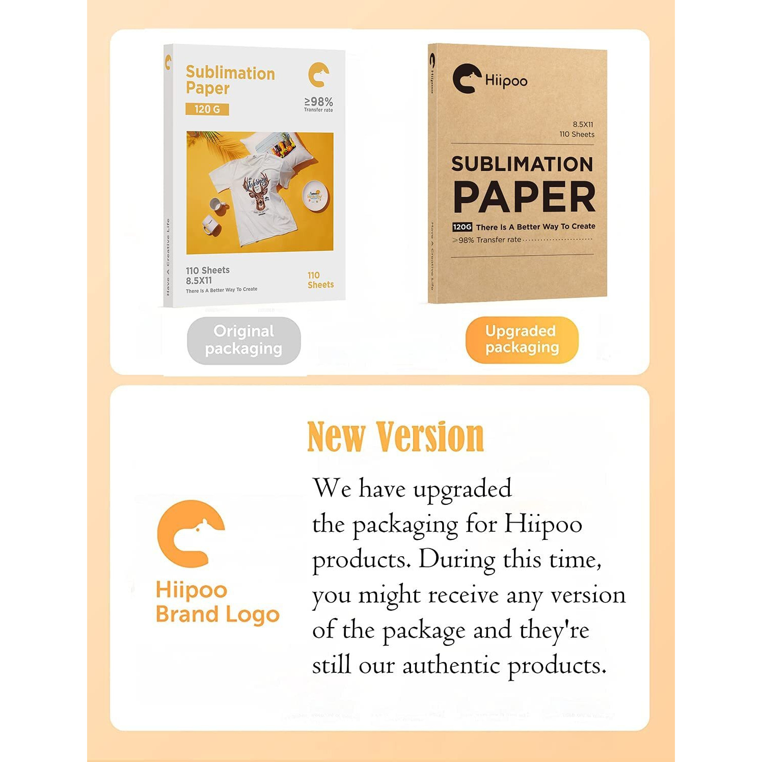 Hiipoo Sublimation Paper 8.5X11 Inch  Work With Sublimation Ink And E Sawgrass Inkjet Printers For Mugs T-Shirts Light Fabric And Other Sublimation Blanks (110 Sheets  120G) (A-8.5X11)