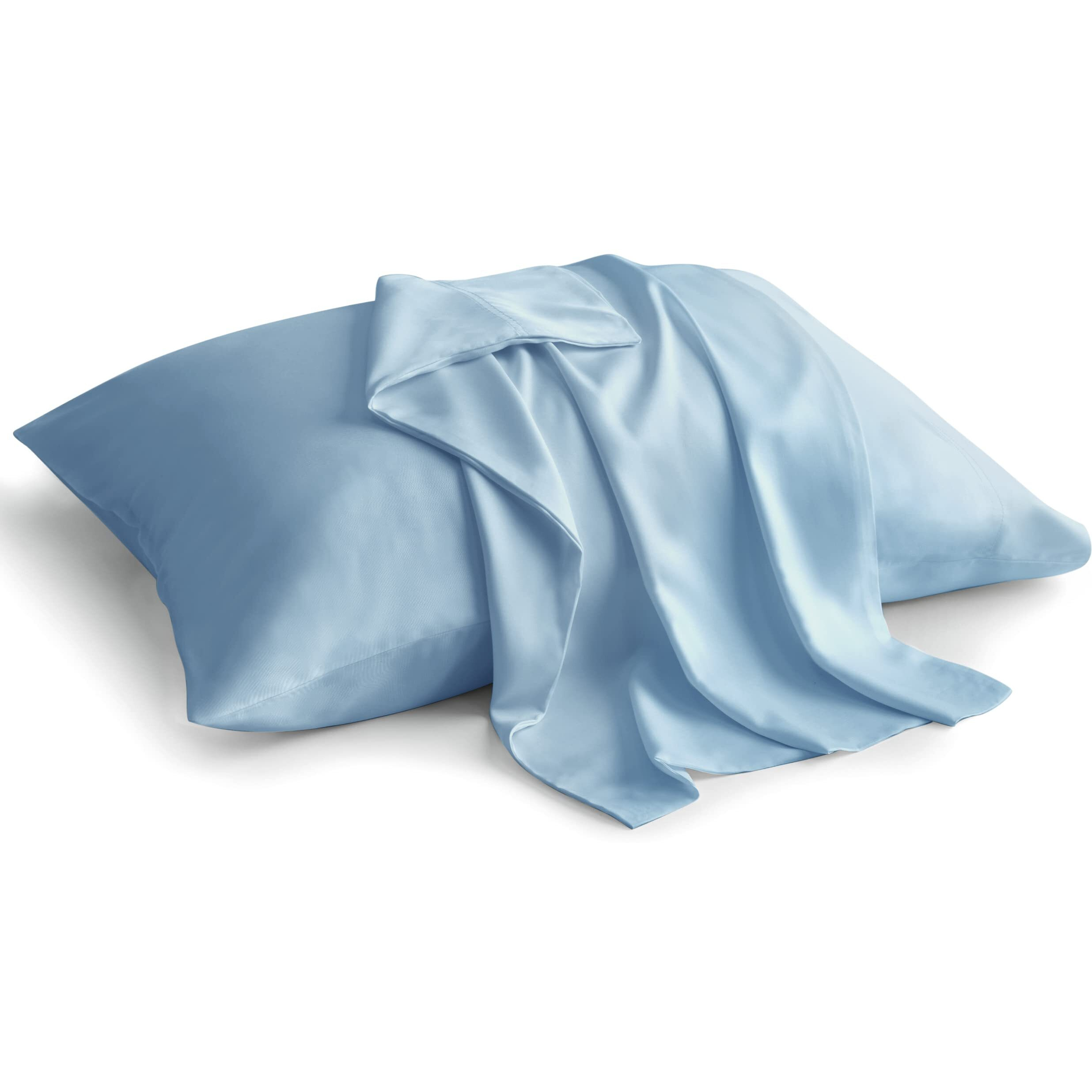 Bedelite Pillow Cases Queen Size Set Of 2  Rayon Derived From Bamboo  Cooling Pillow Cases For Hot Sleepers & Night Sweats  Breathable And Silky Soft Envelope Pillowcases(Blue  20 "&quotX30 "")