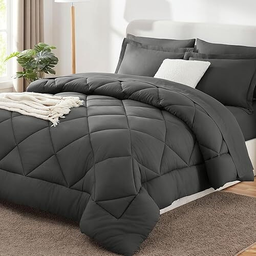 Cozylux Full Size Comforter Sets Dark Grey - 7 Pieces Bed In A Bag Full  Luxury Soft Bed Set For All Seasons  Bedding Set With Down Alternative Comforter  Sheets  Pillowcases & Shams