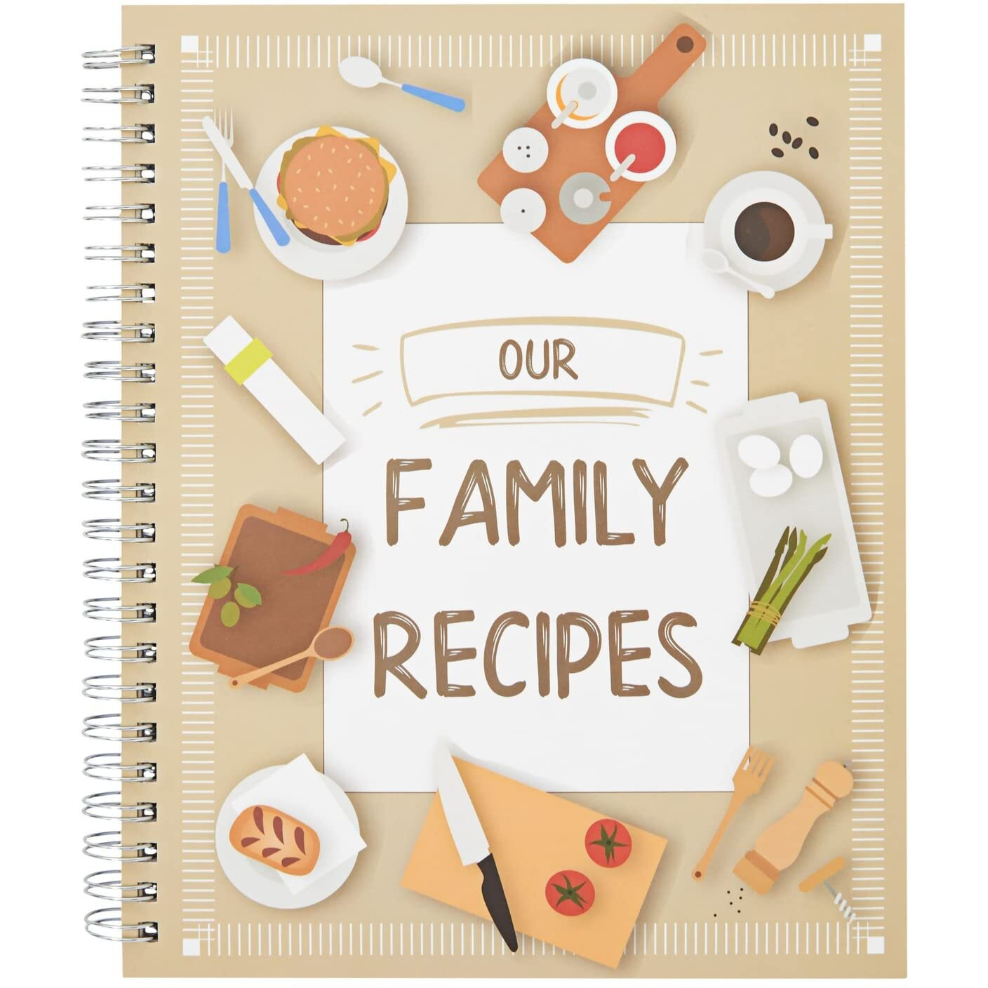 Pipilo Press Family Recipe Book To Write In  Spiral Bound Diy Make Your Own Cookbook With 90 Pages (Blank Inside  6.5 X 8.2 In)