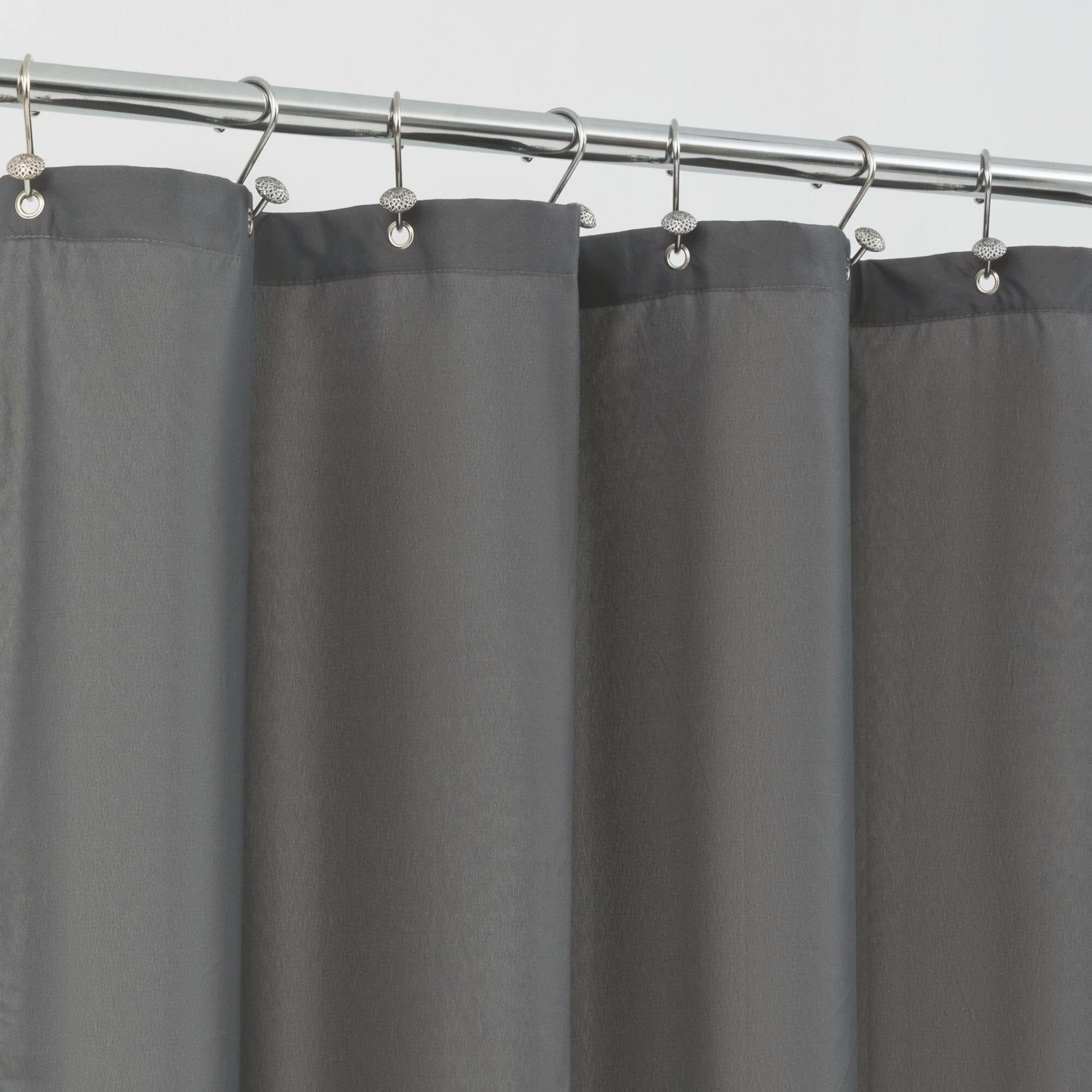 Alyvia Spring Waterproof Fabric Shower Curtain Liner - Soft & Light-Weight Cloth Shower Liner  3 Bottom Magnets  Hotel Quality & Machine Washable - Standard Size 72X72  Dark Gray