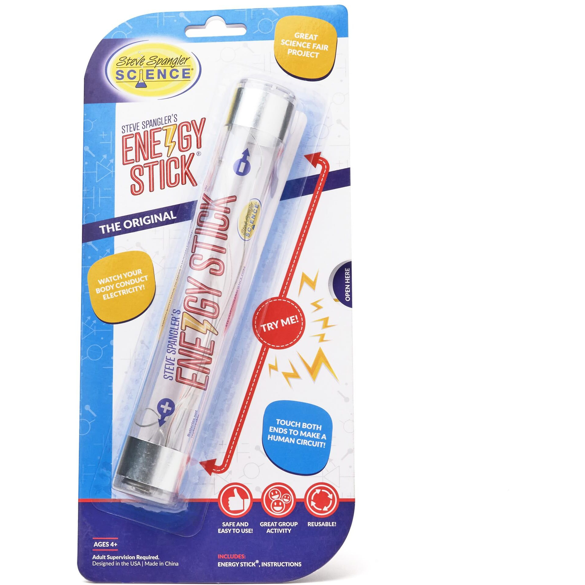 Steve Spangler Science Energy Stick - Fun Science Kits For Kids To Learn About Conductors Of Electricity  Safe  Hands-On Stem Learning Toy  Independent Or Group Activity For Classrooms Or Home