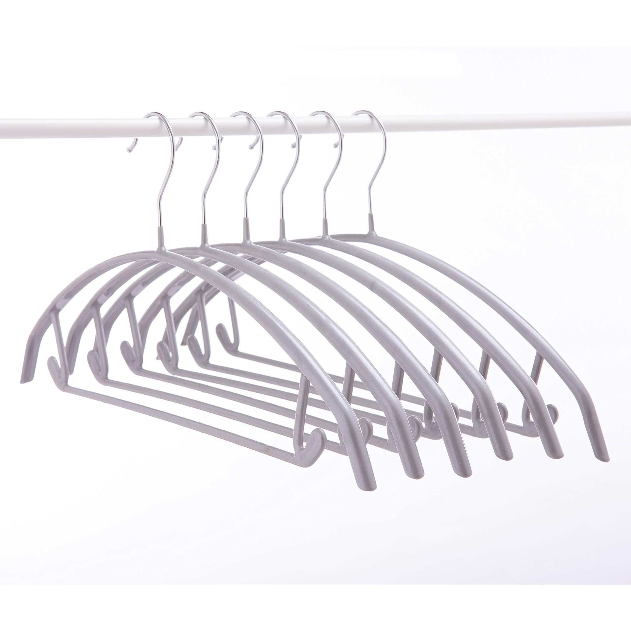 Cocomaya 16.5 Inch Pack Of 20 No Shoulder Bumps Non-Slip Rubber Coating Contour Metal No Bumps Hanger  Sweater Hanger  Suit Hanger With Pants Bar (Silver  20)