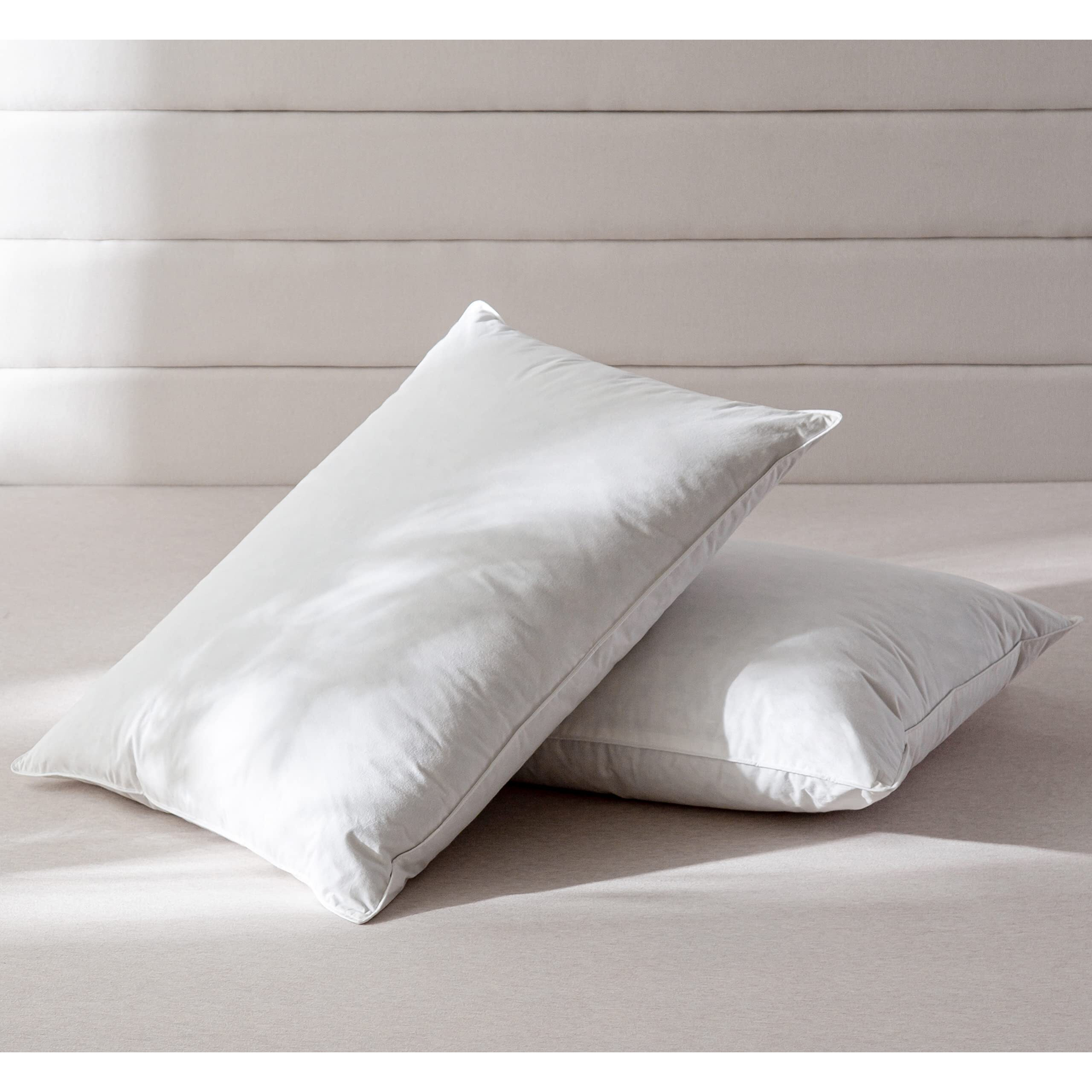 Aikoful Luxury Goose Feathers Down Pillows Queen Size Set Of 2 Hotel Collection Soft Bed Pillows For Sleeping Organic Percale Cover(Queen Pack Of 2)