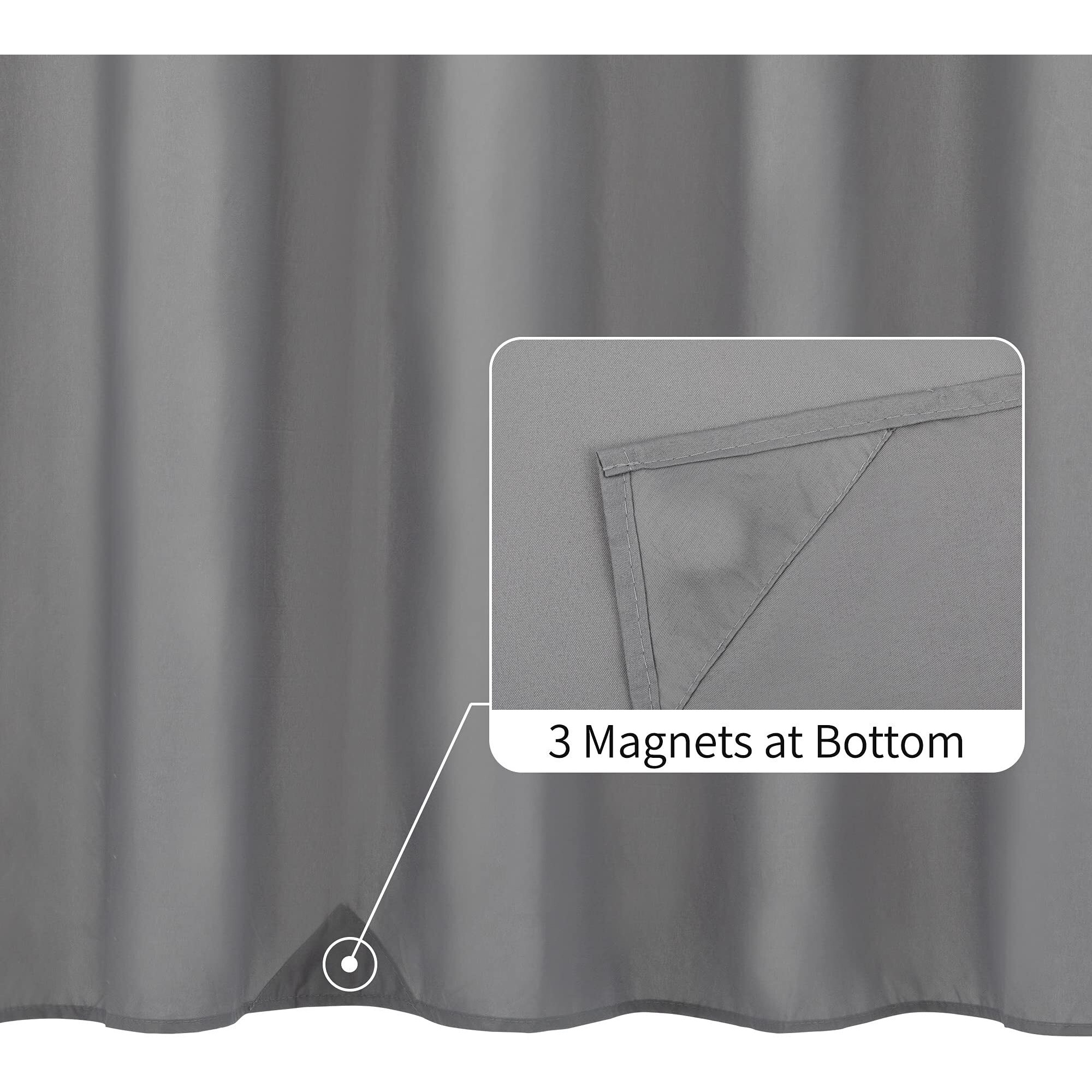 Alyvia Spring Waterproof Fabric Shower Curtain Liner - Soft & Light-Weight Cloth Shower Liner With Magnets  Hotel Quality & Machine Washable - Standard Size 72X72  Gray