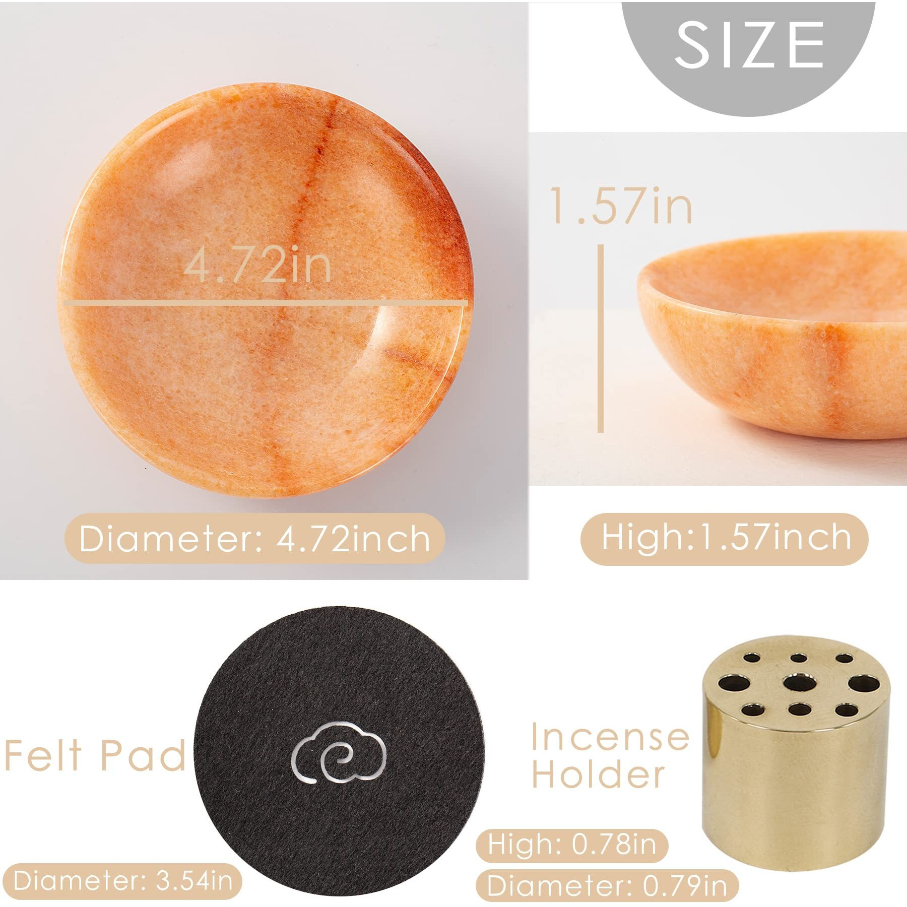 Fasolahome Rare Natural Red Marble Incense Holder  Beautiful Incense Burner For Meditation  9 Incense Holes Suitable For Most Incense Types  Easily Grab All Incense Ash (Sunset Red)
